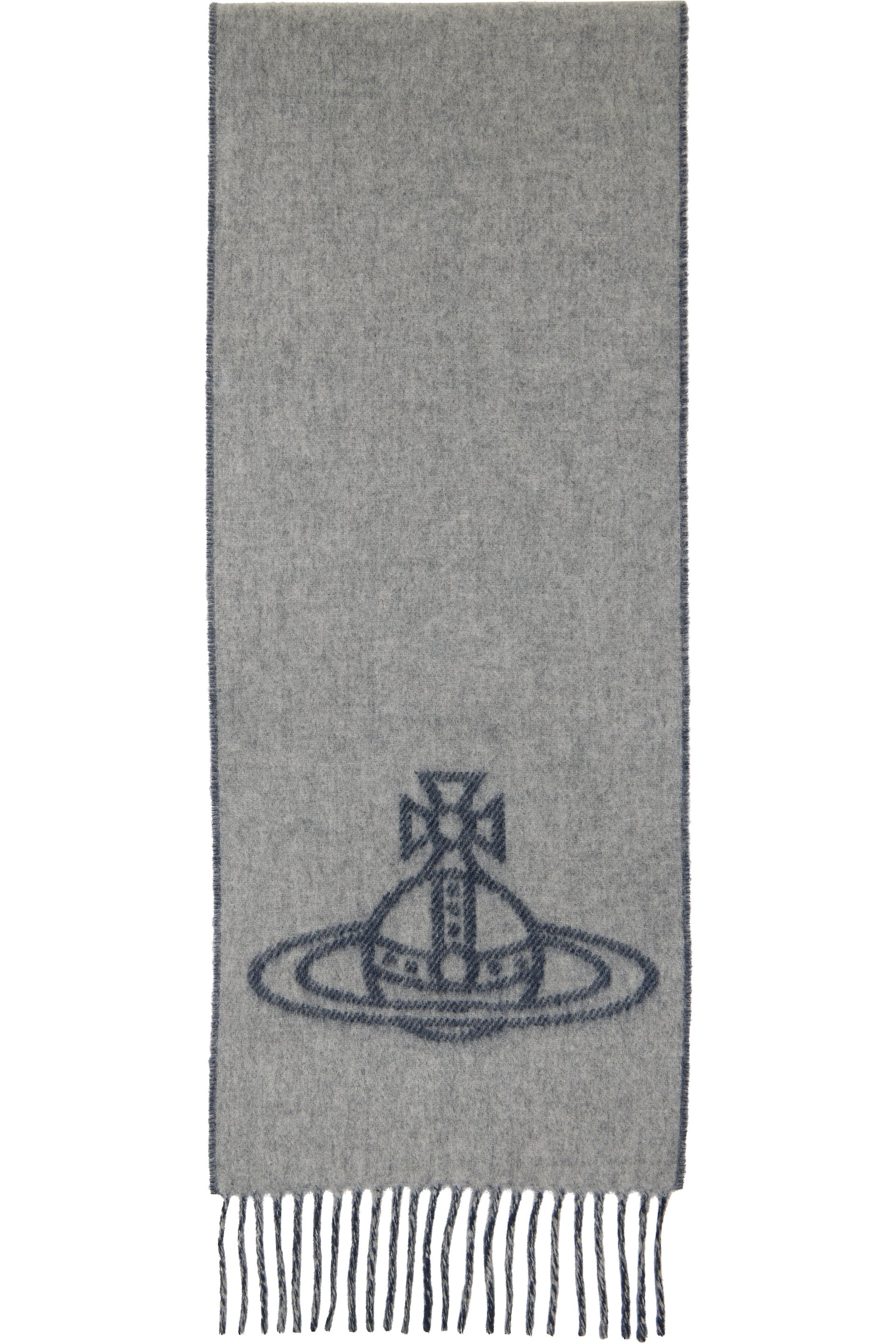 Vivienne Westwood - Écharpe gris et bleu en flanelle double face