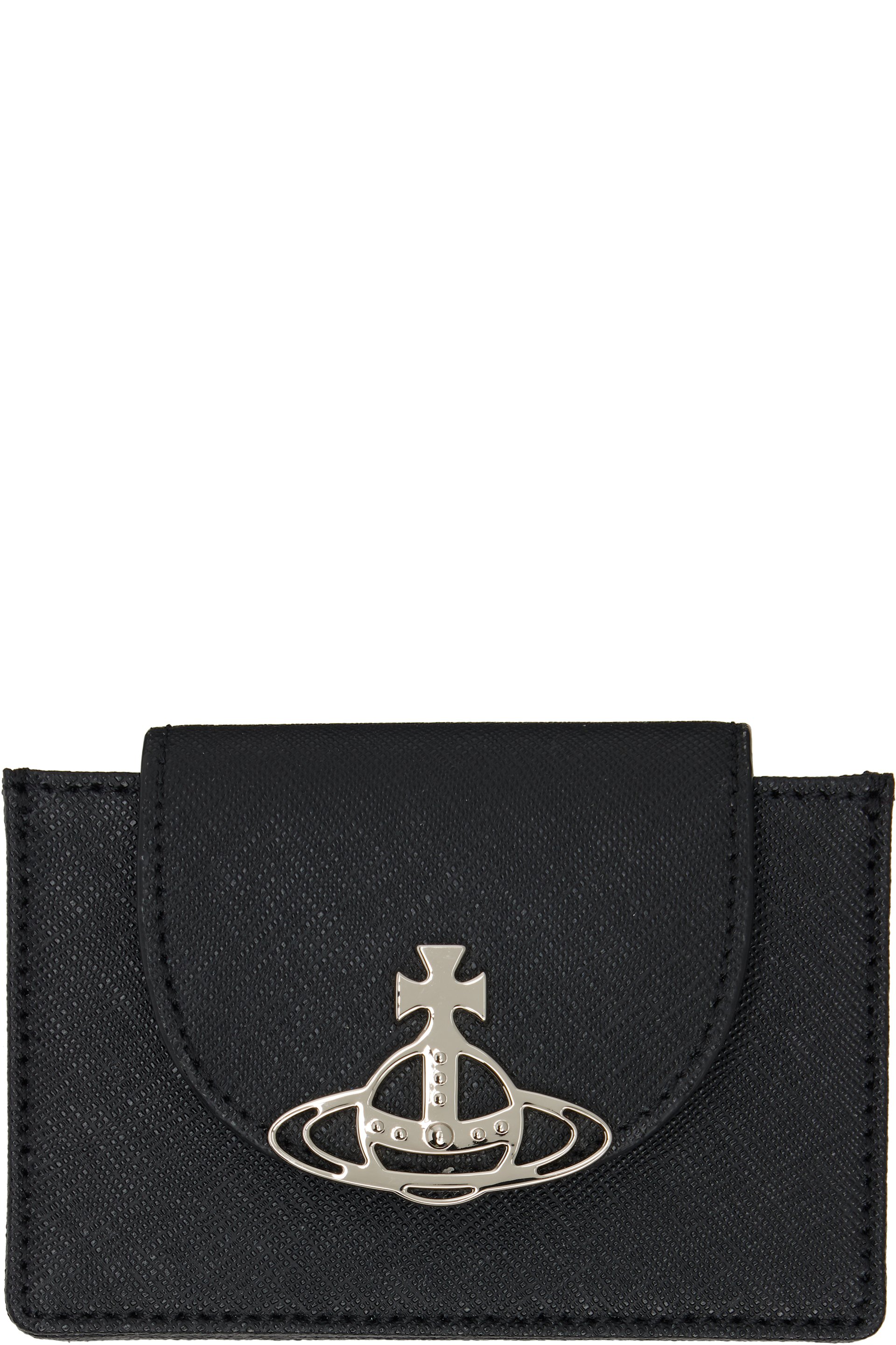 Vivienne Westwood - Porte-carte noir à rabat et à orbe