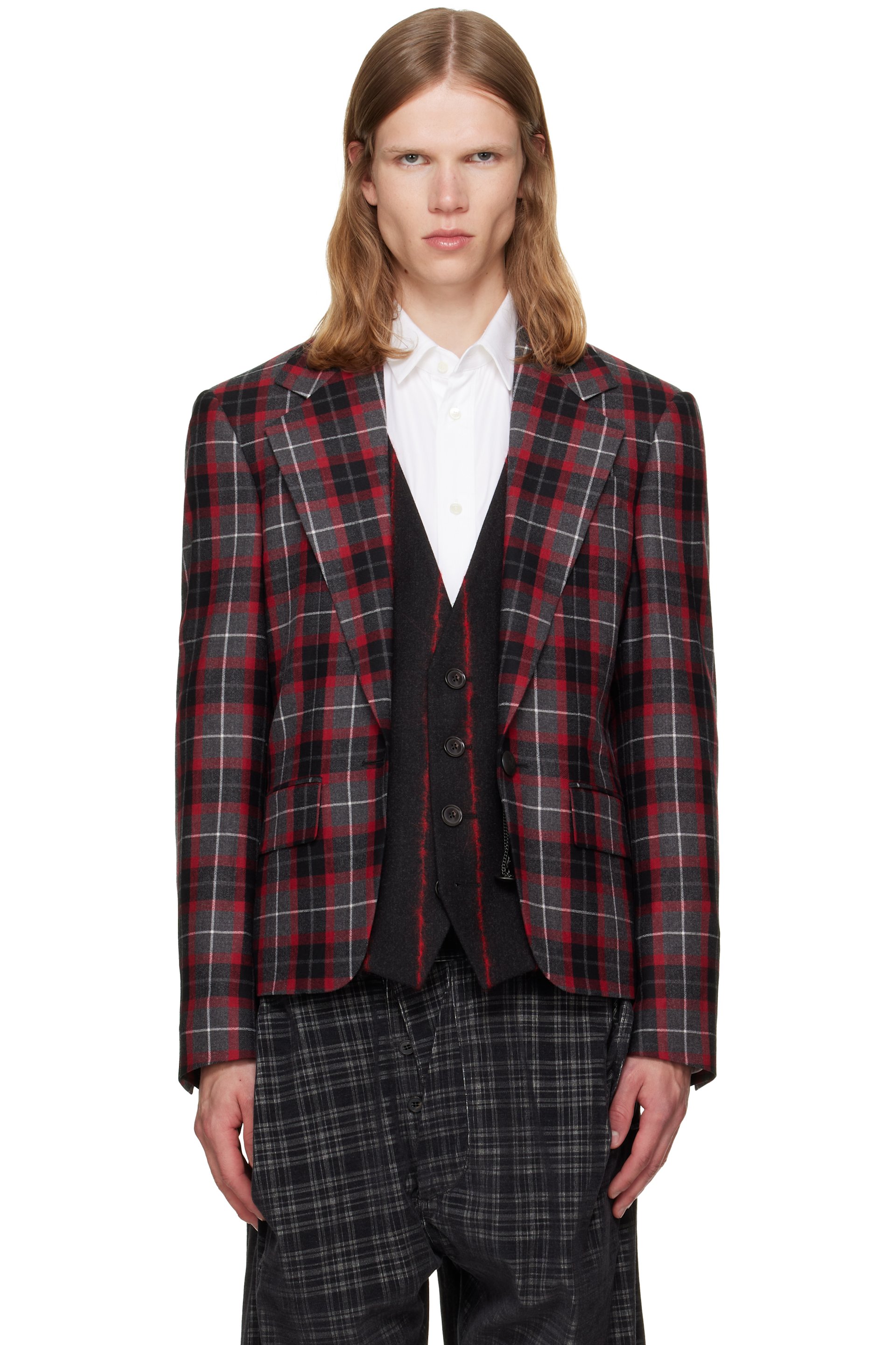 Vivienne Westwood - Gray & Red Waistcoat Blazer