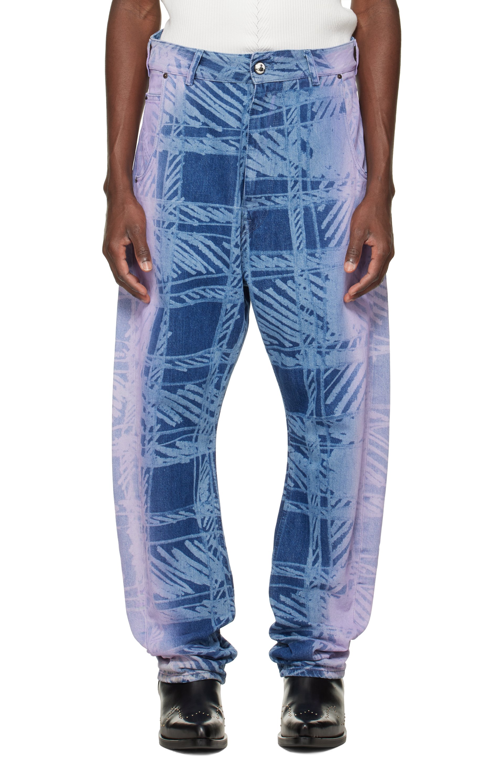 Vivienne Westwood - Blue & Purple Buckle Back Jeans