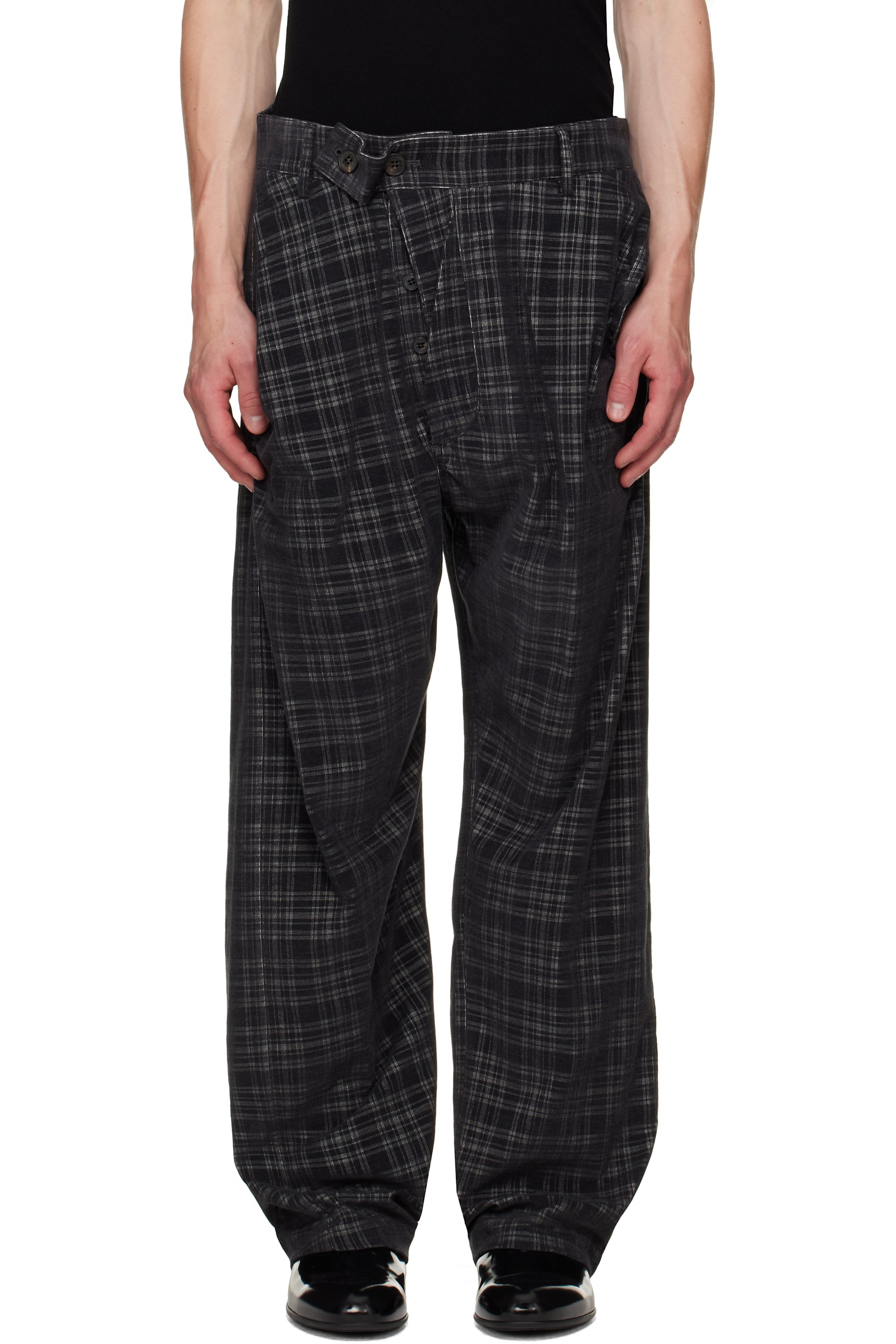 Vivienne Westwood - Pantalon gris à assemblage Drunken