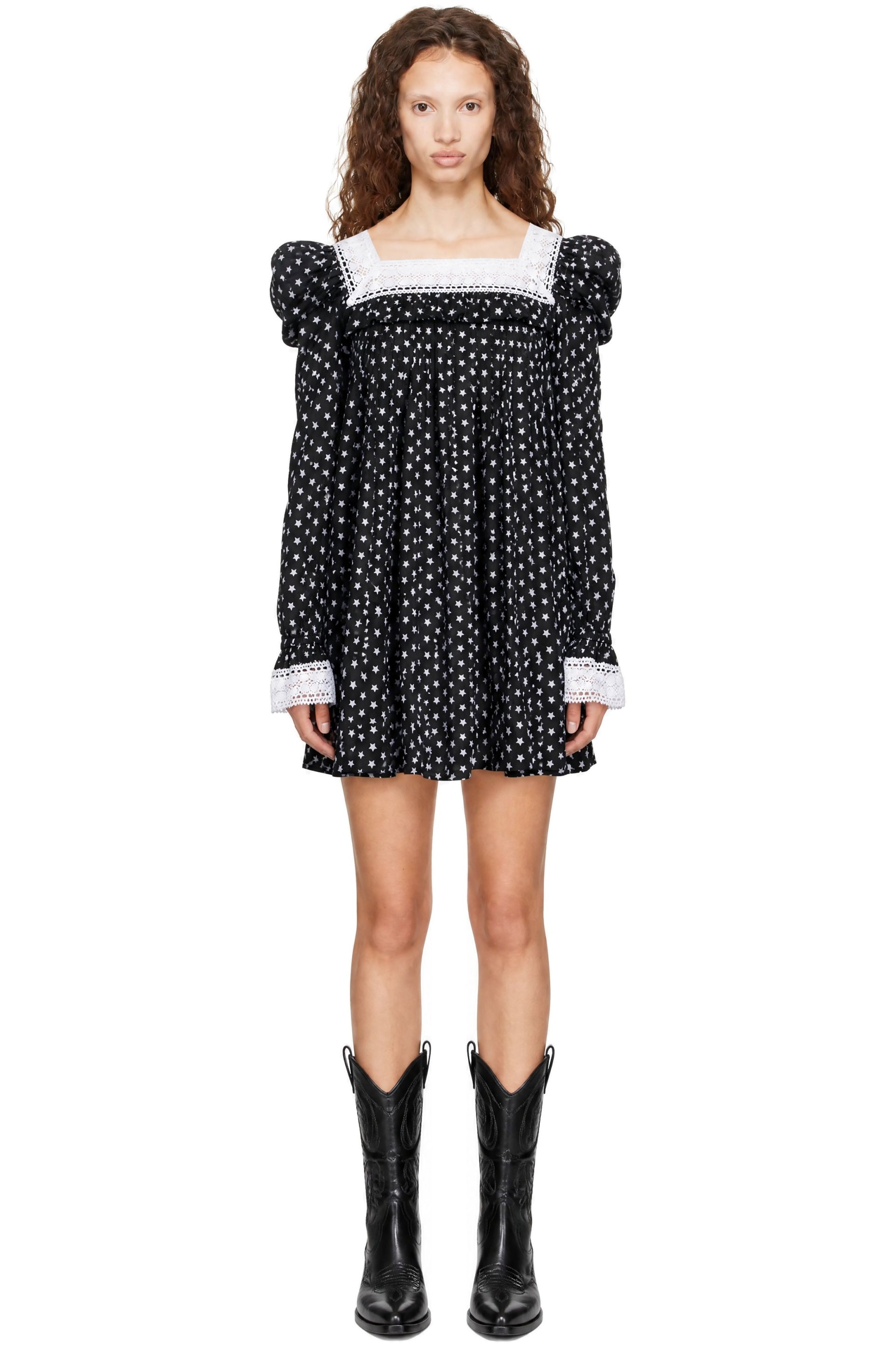 LAURA ANDRASCHKO - Black Vampire Boho Minidress