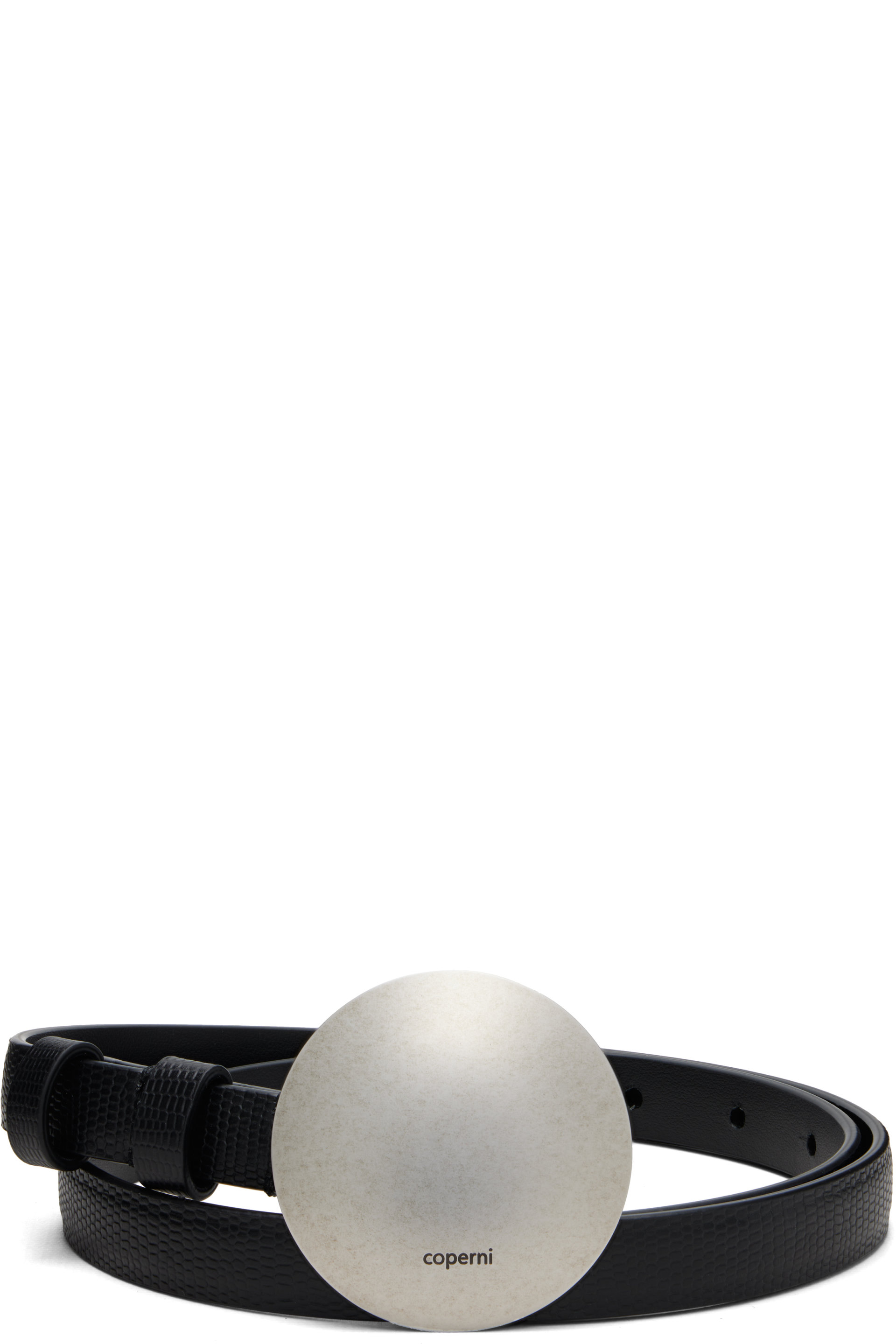 Coperni - Ceinture noire gaufrée façon lézard à ornement de style gong