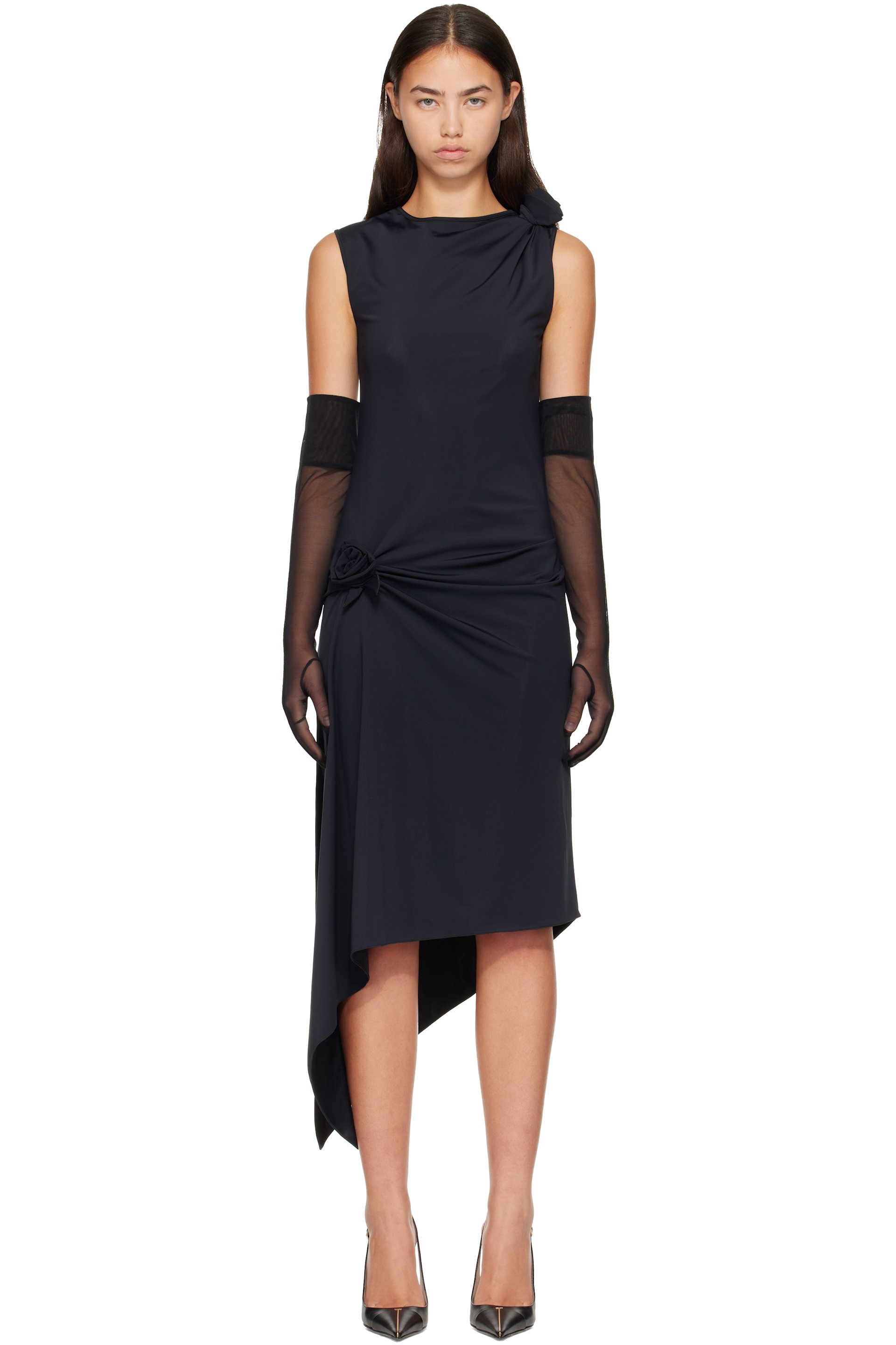 Coperni - Black Relaxed Flower Midi Dress