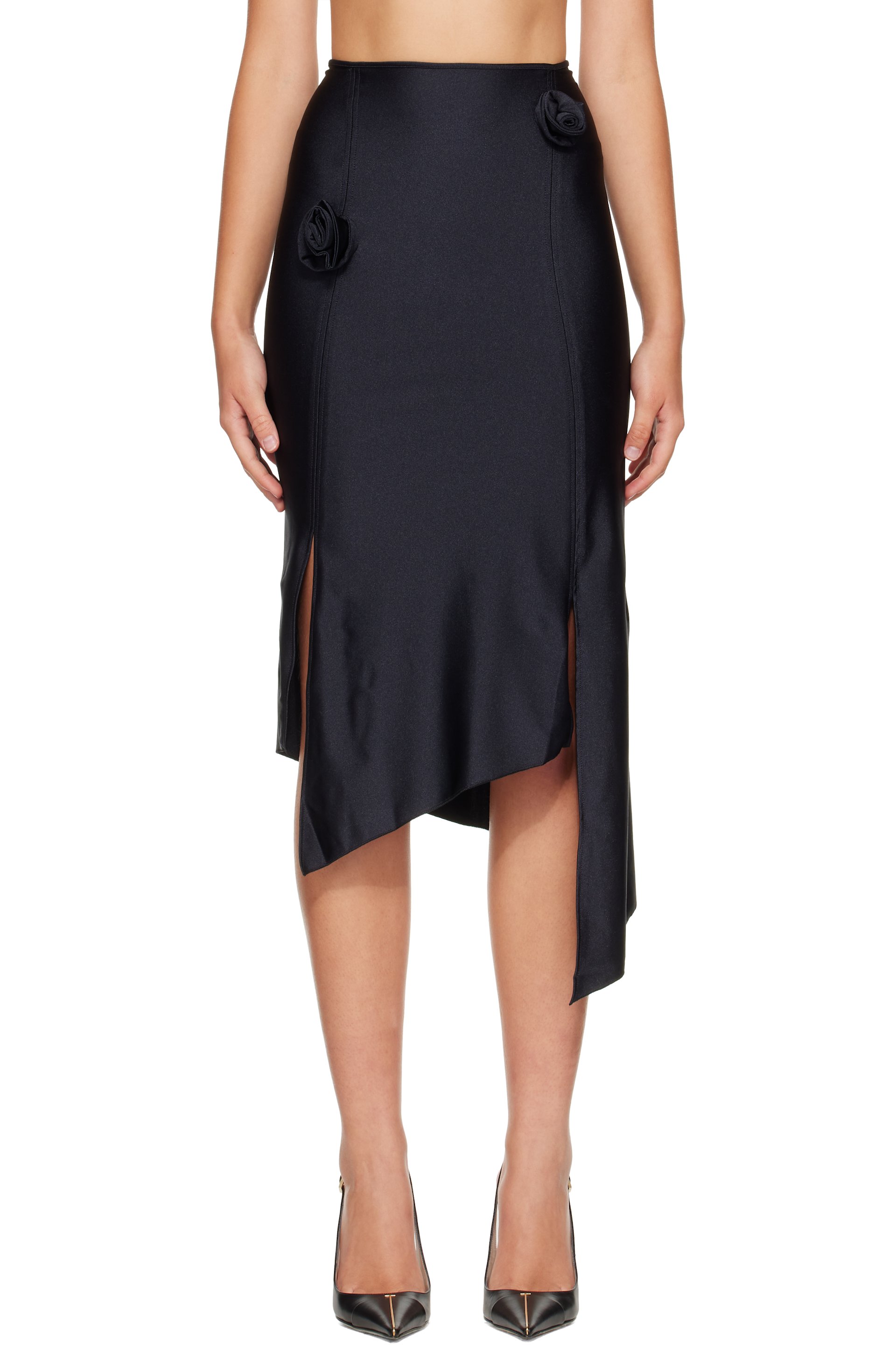 Coperni - Black Flower Midi Skirt