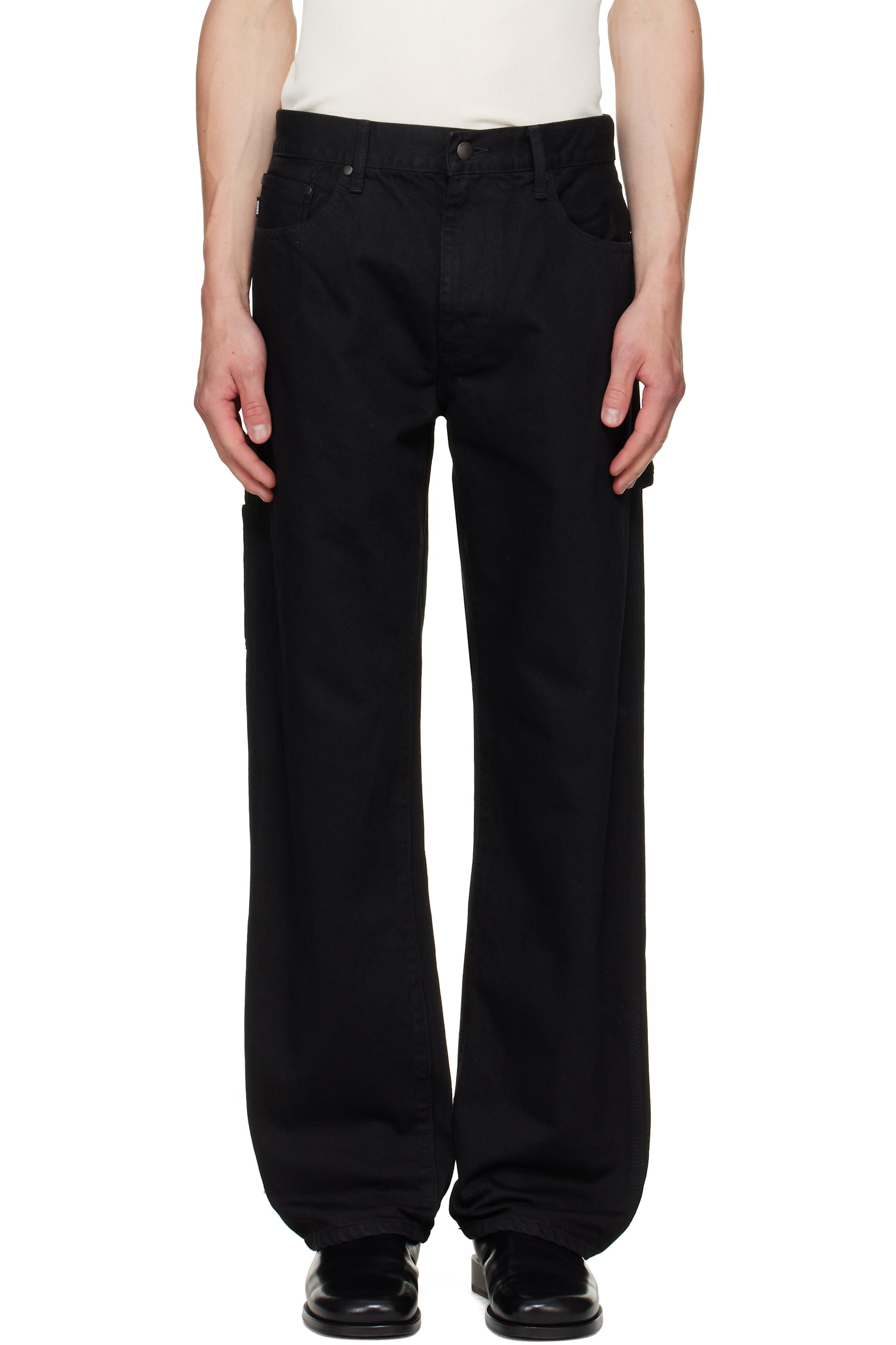 vowels - Black Overdyed Painter Jeans