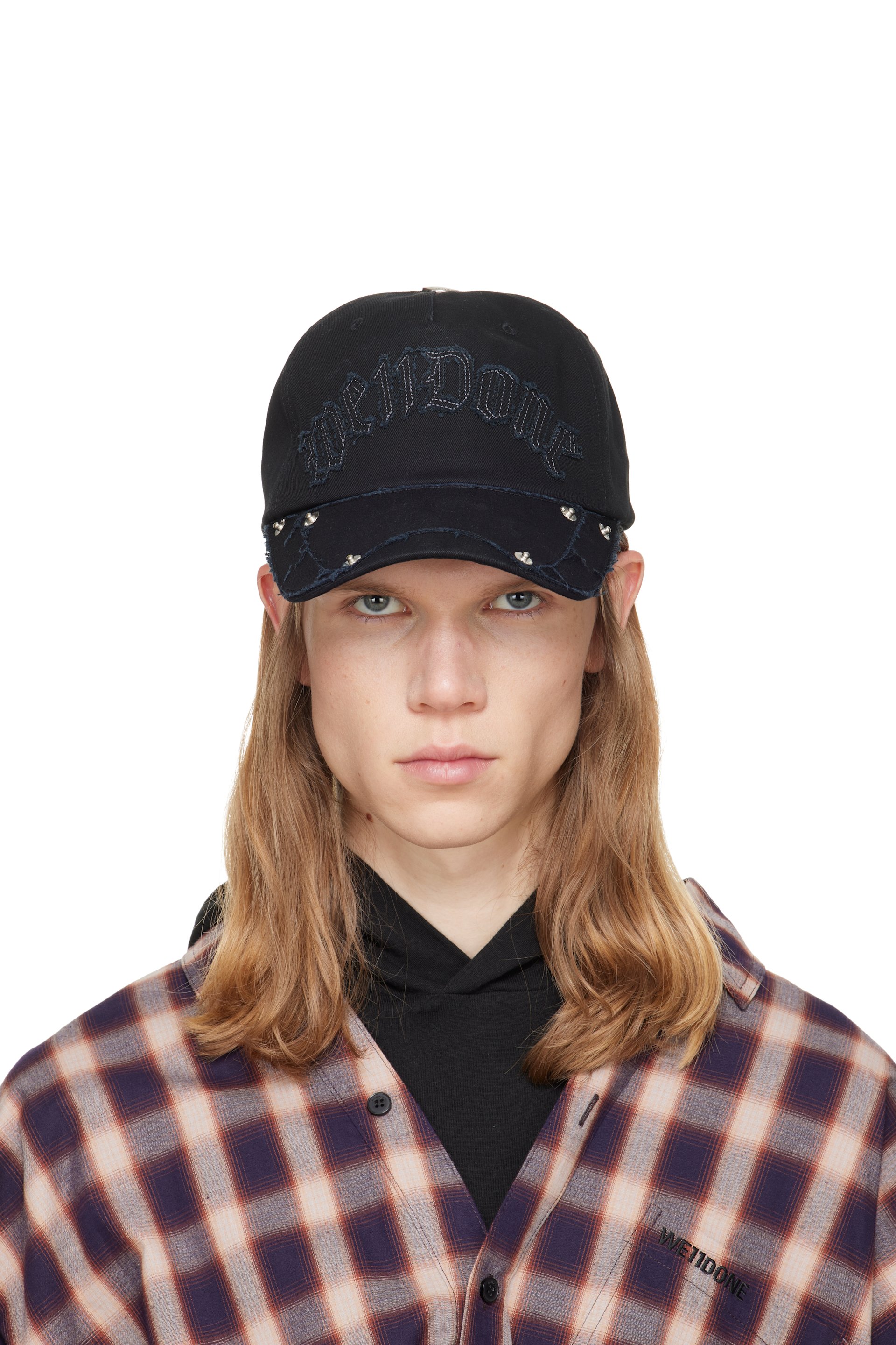 We11done - Casquette de baseball noire à logo rétro