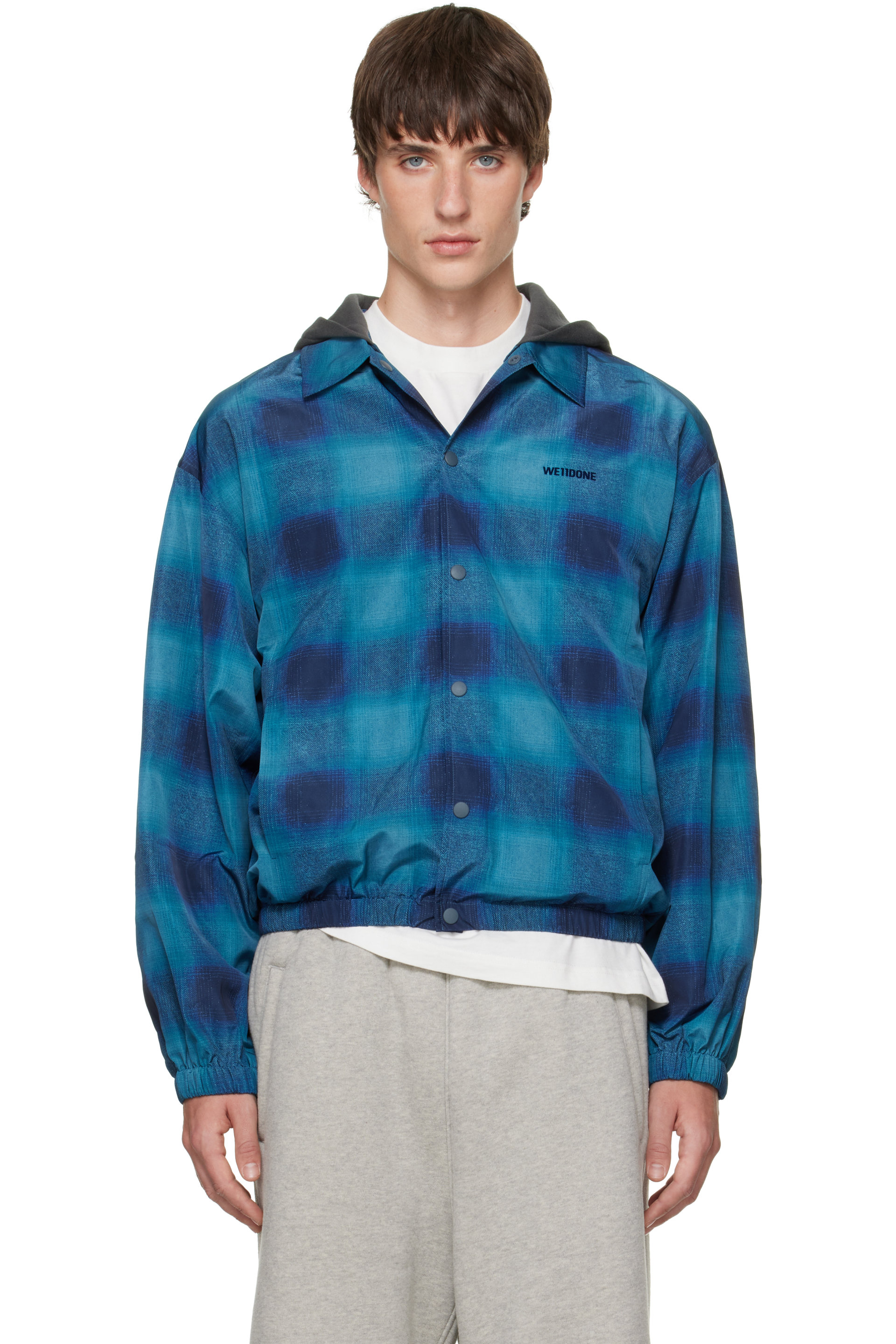 We11done - Blue Check Coach Jacket