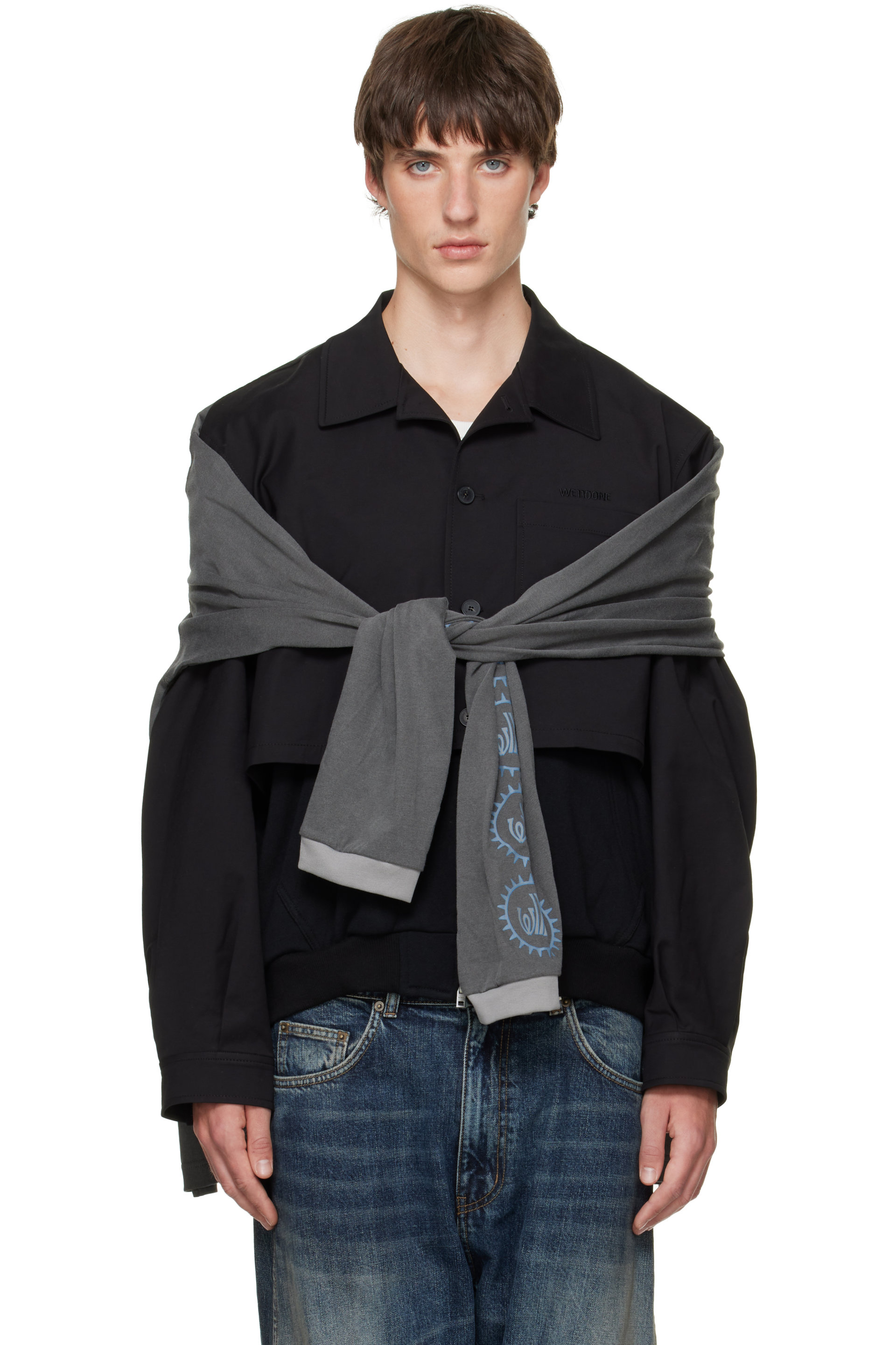 We11done - Black Layered Blouson Jacket