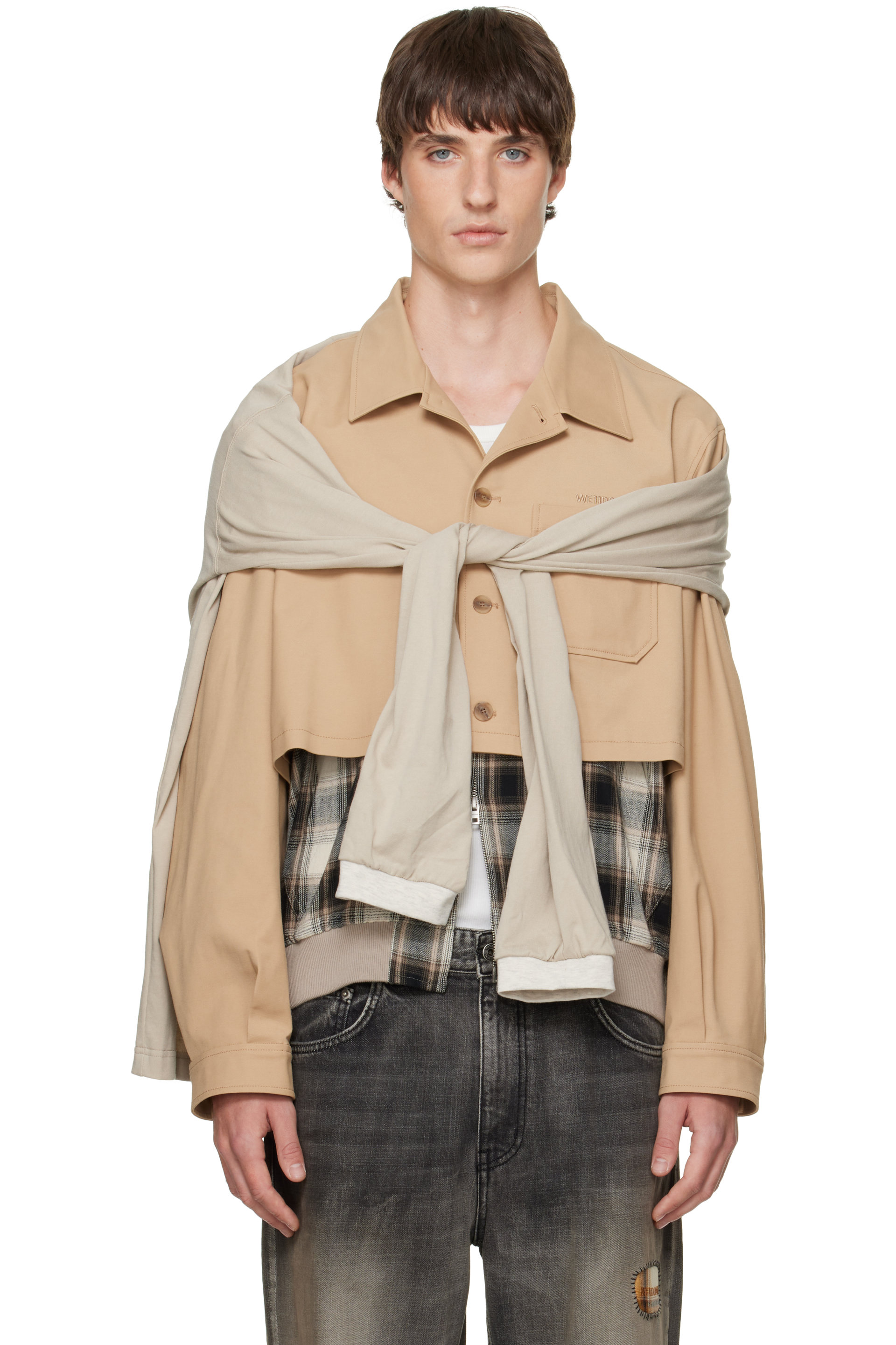 We11done - Beige Layered Blouson Jacket