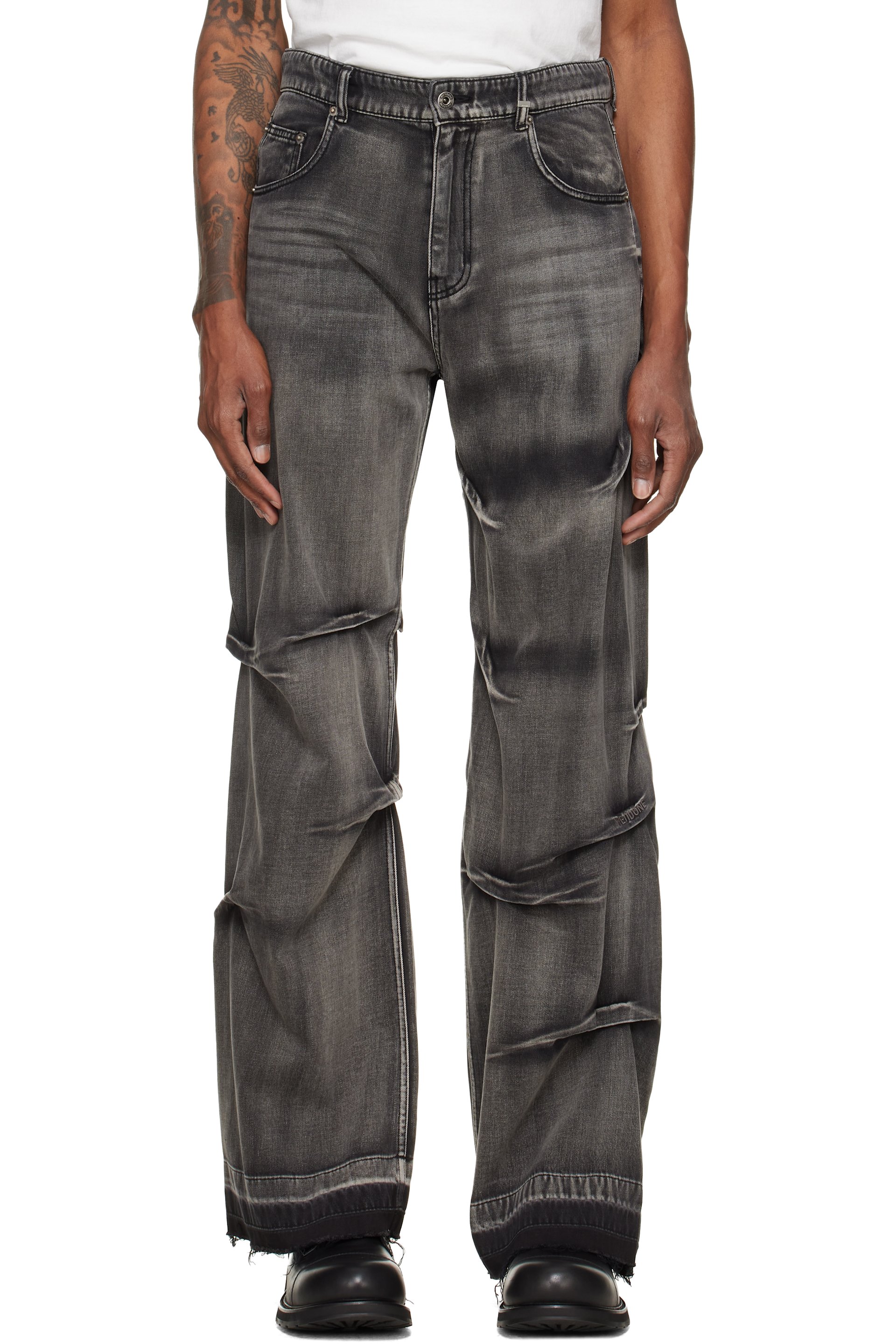 We11done - Black Multi-Tuck Denim Jeans