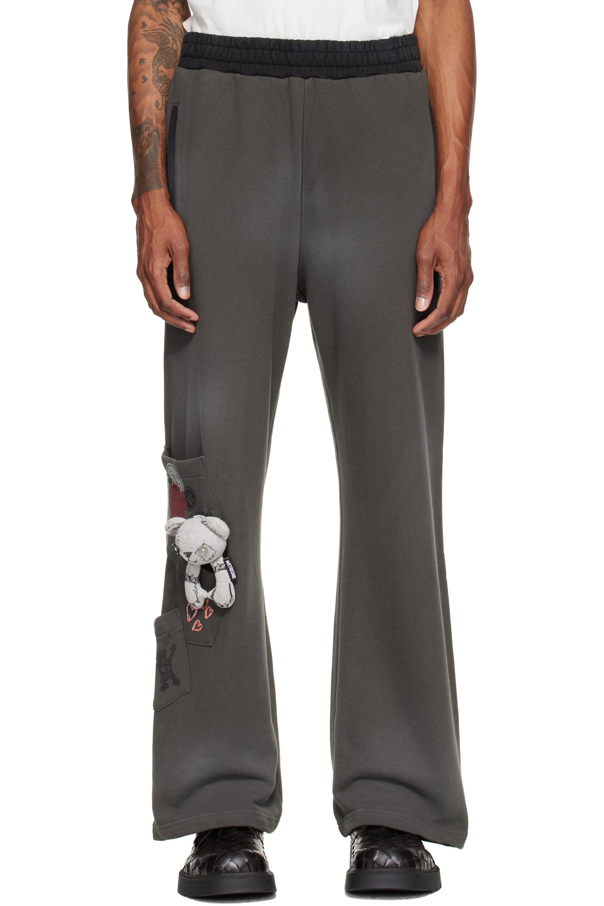 We11done - Gray Washed Doodle Teddy Sweatpants