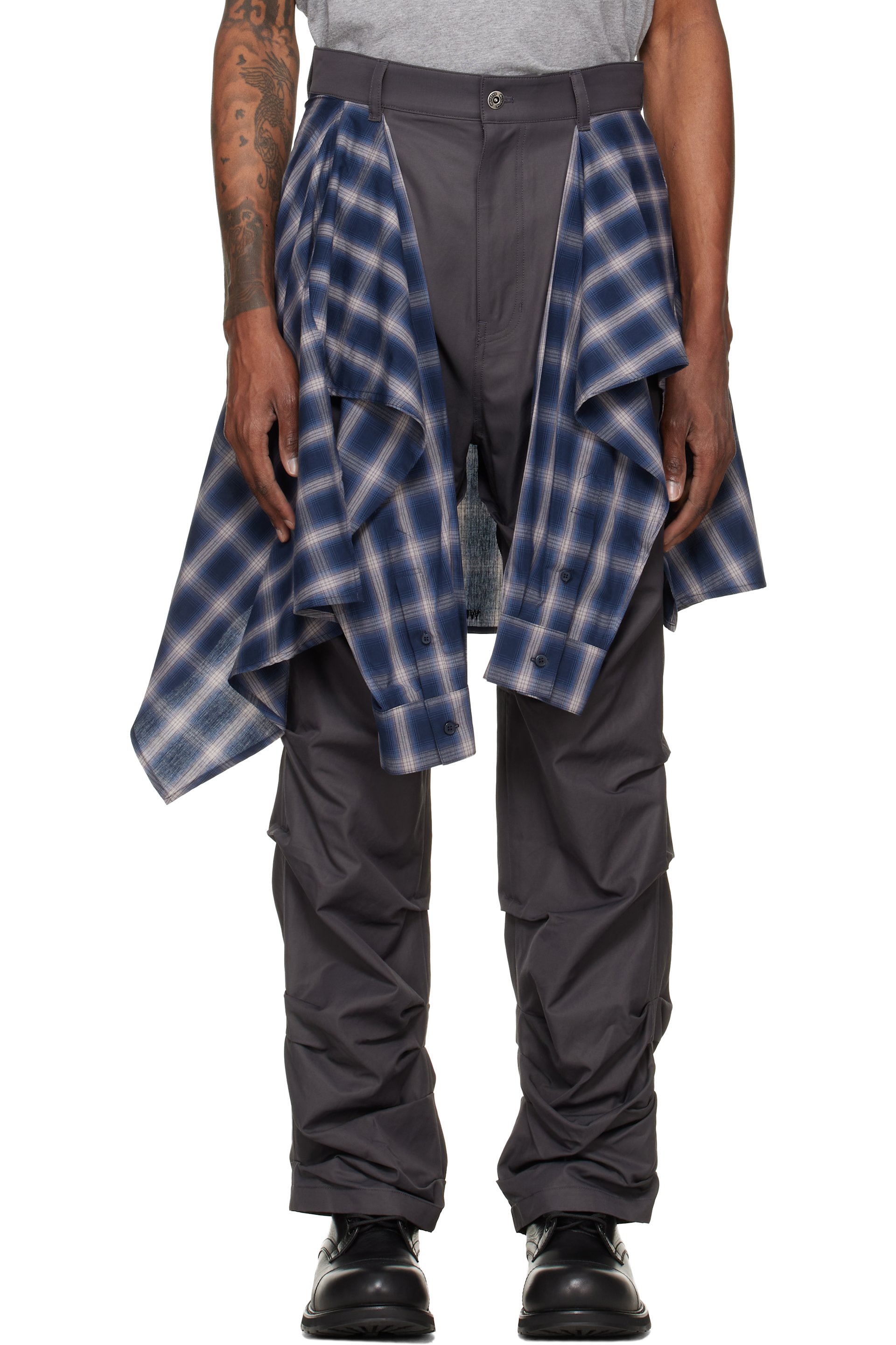 We11done - Gray Shirt Wrapped Trousers