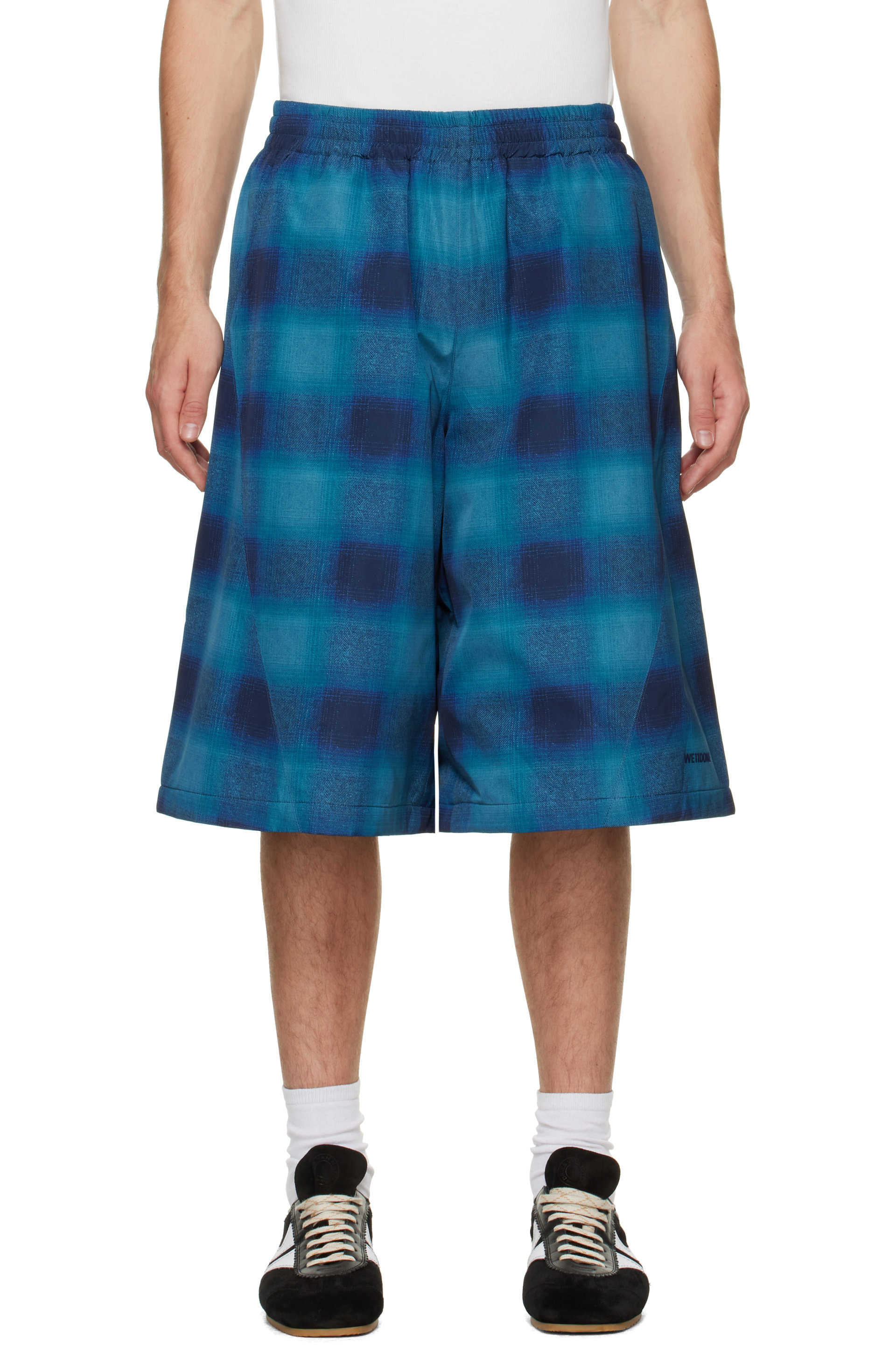 We11done - Blue Flannel Printed Bermuda Shorts