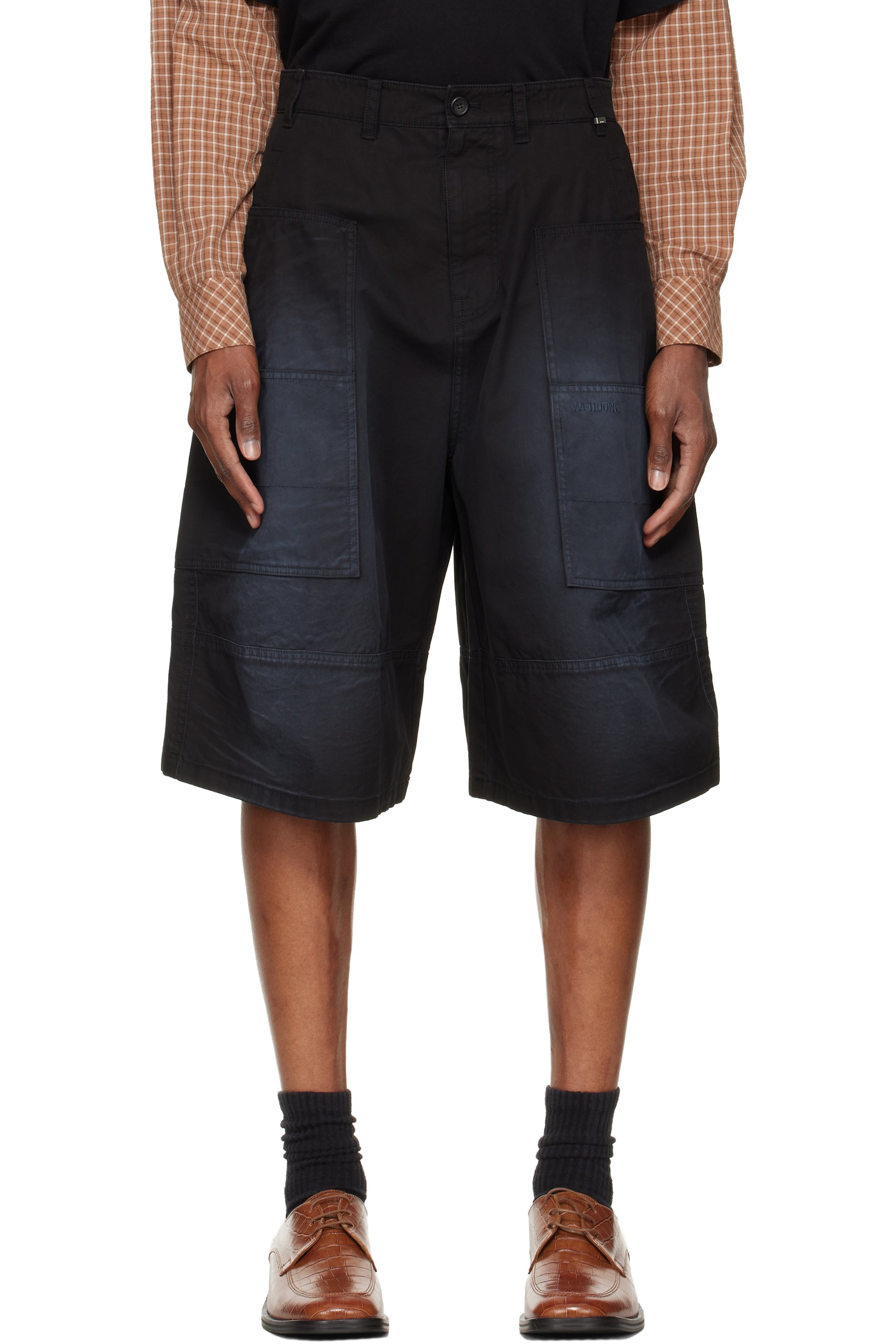 We11done - Black Washed Bermuda Cargo Shorts
