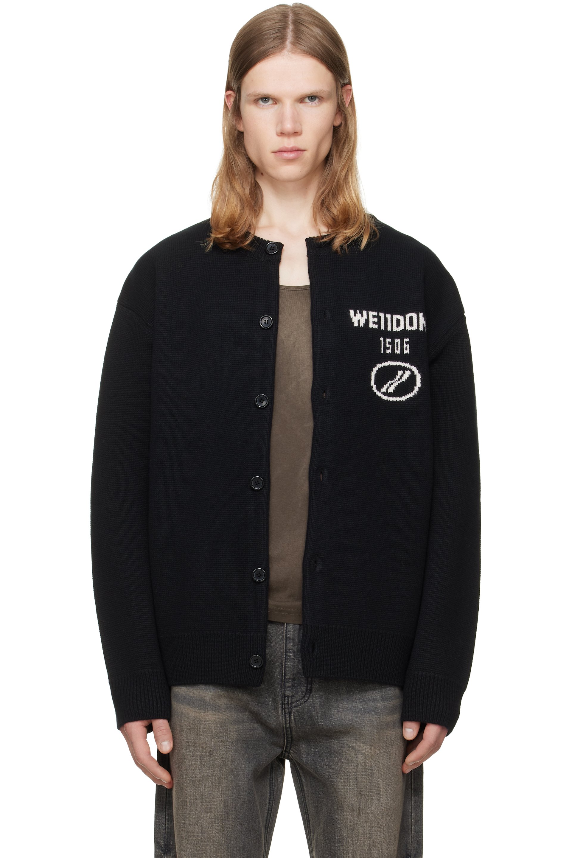 We11done - Cardigan noir à logo