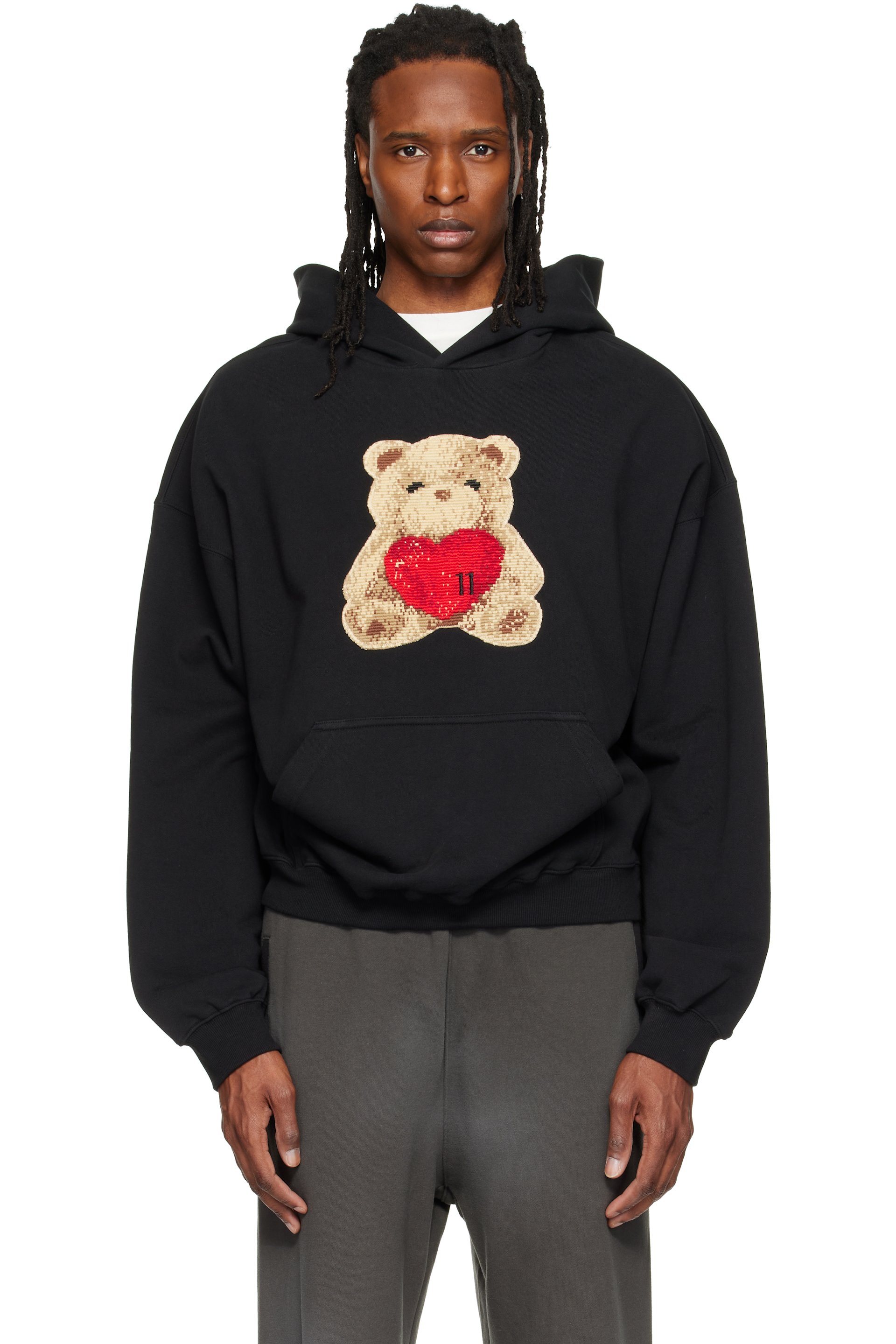 We11done - Black Heart Teddy Hoodie