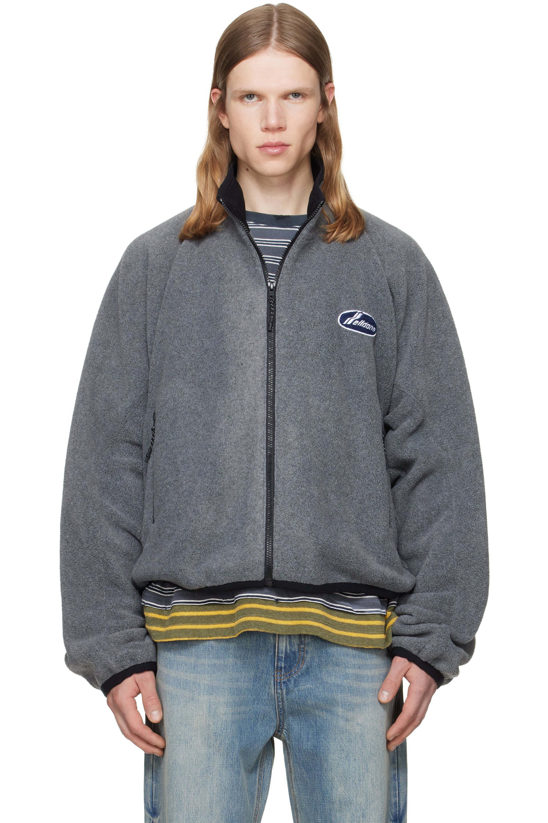 We11done - Blouson gris en molleton à glissière
