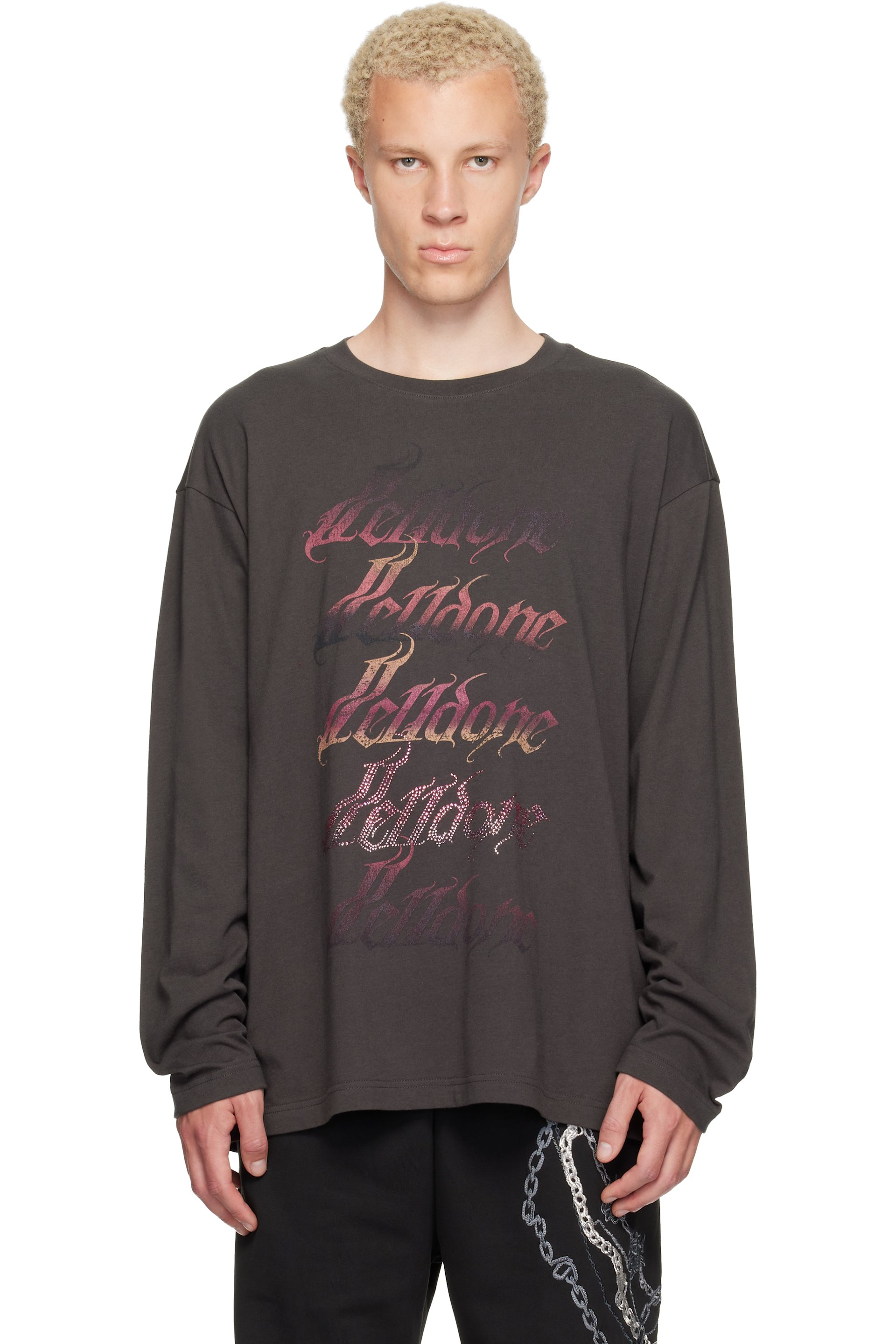 We11done - Gray Gradient Logo Long-Sleeved T-shirt