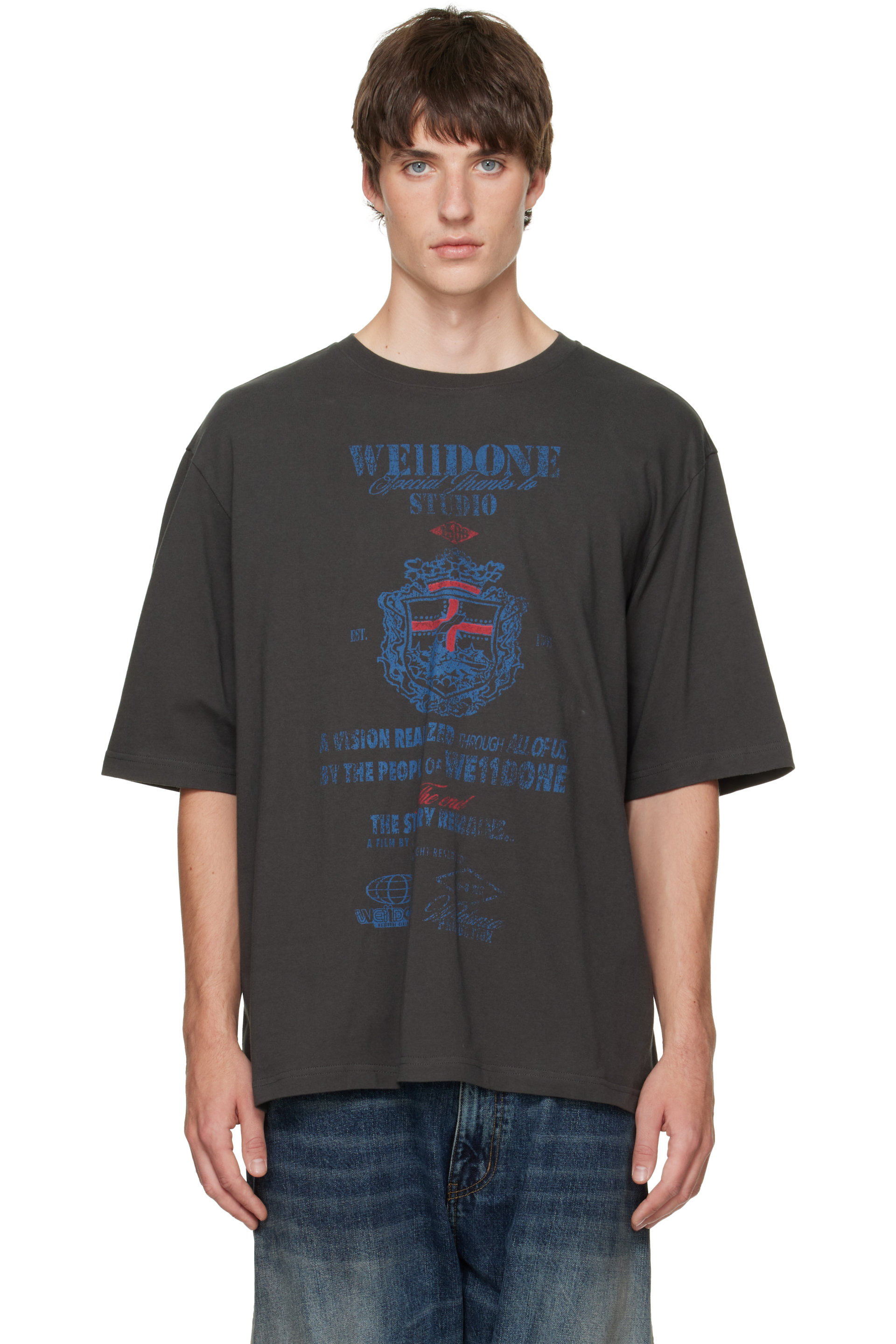 We11done - Gray Credits Graphic T-shirt