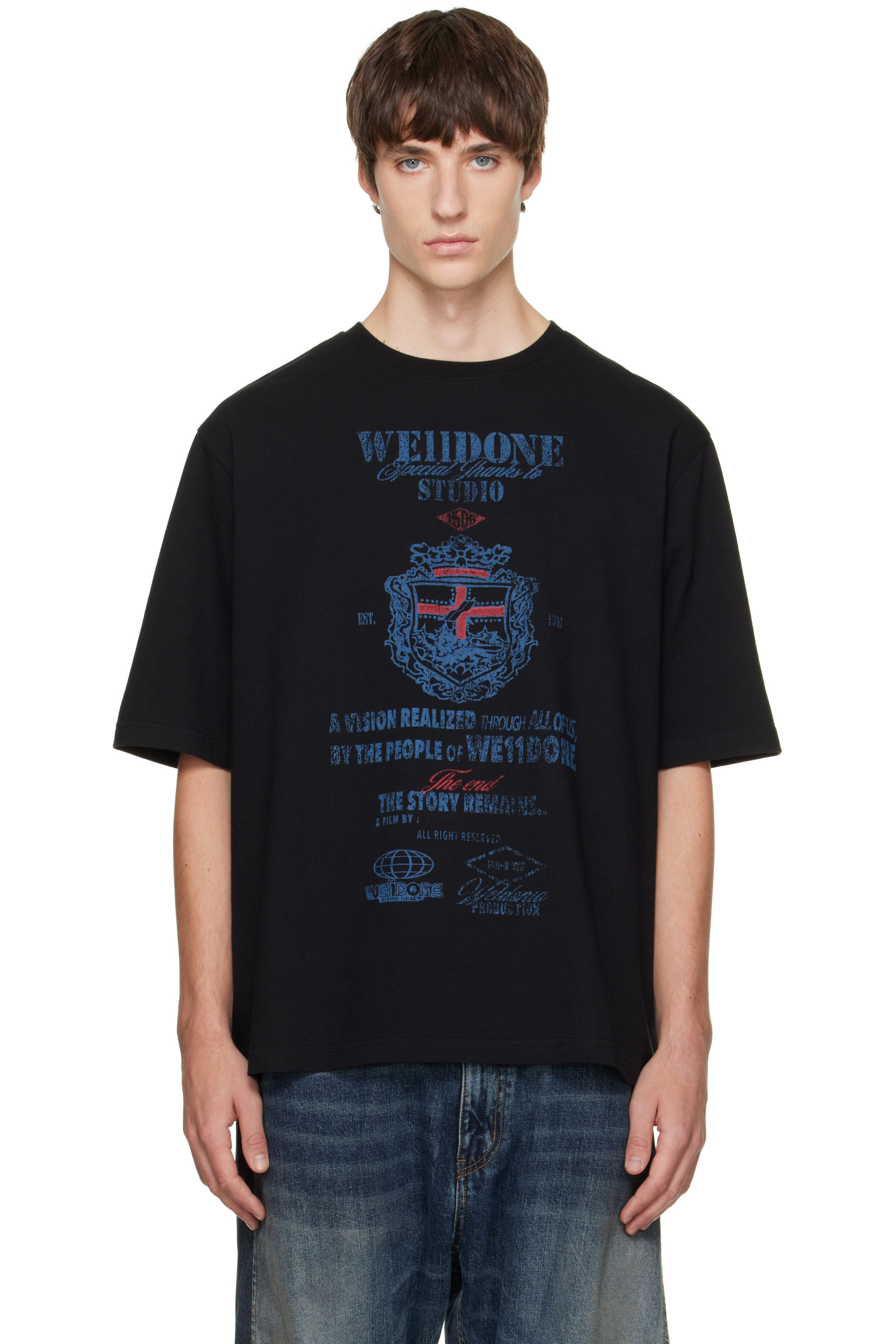 We11done - Black Credits Graphic T-shirt