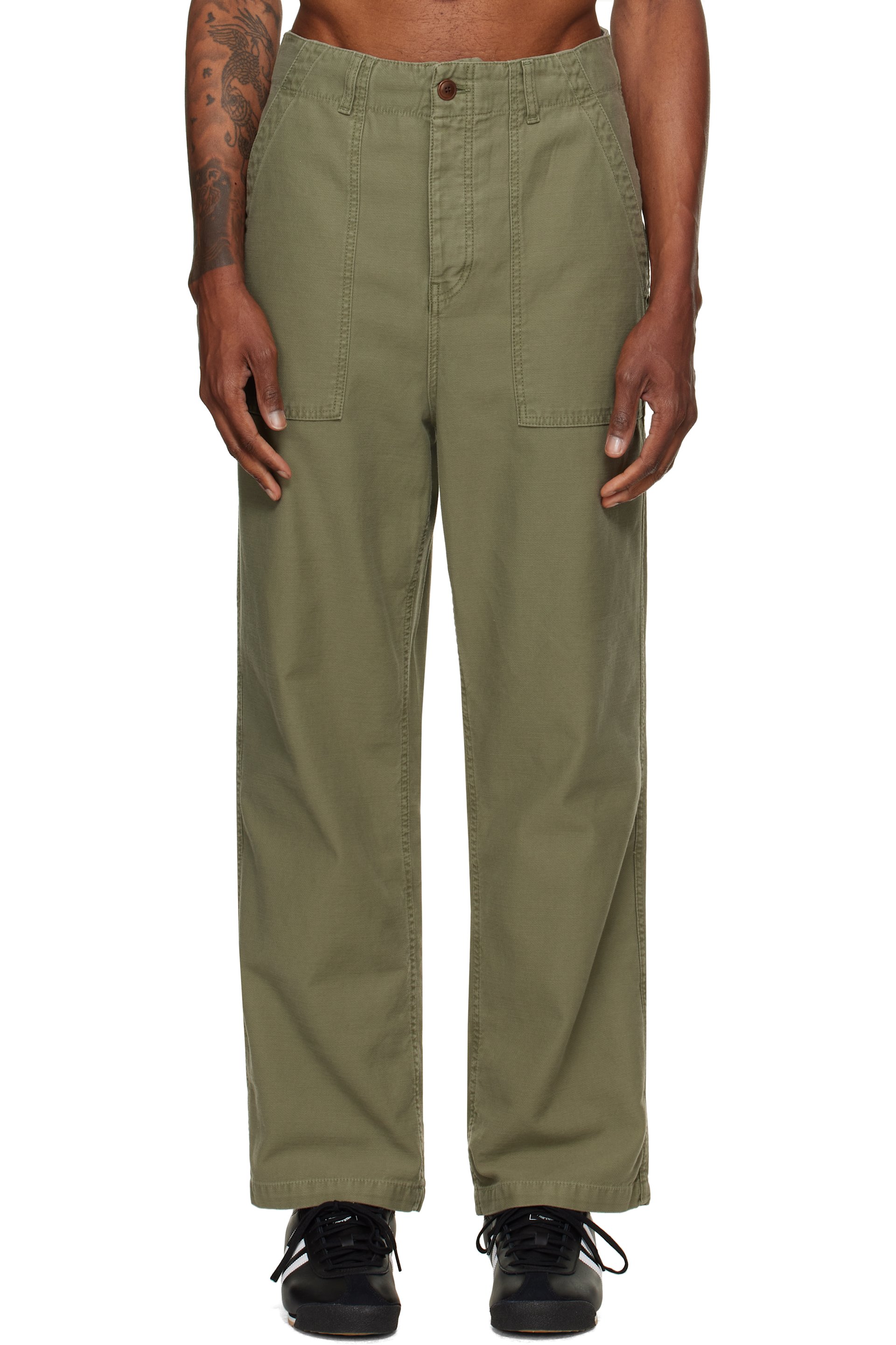 Merz b. Schwanen - Khaki SENDO01SC Weave Canvas Fatigue Trousers