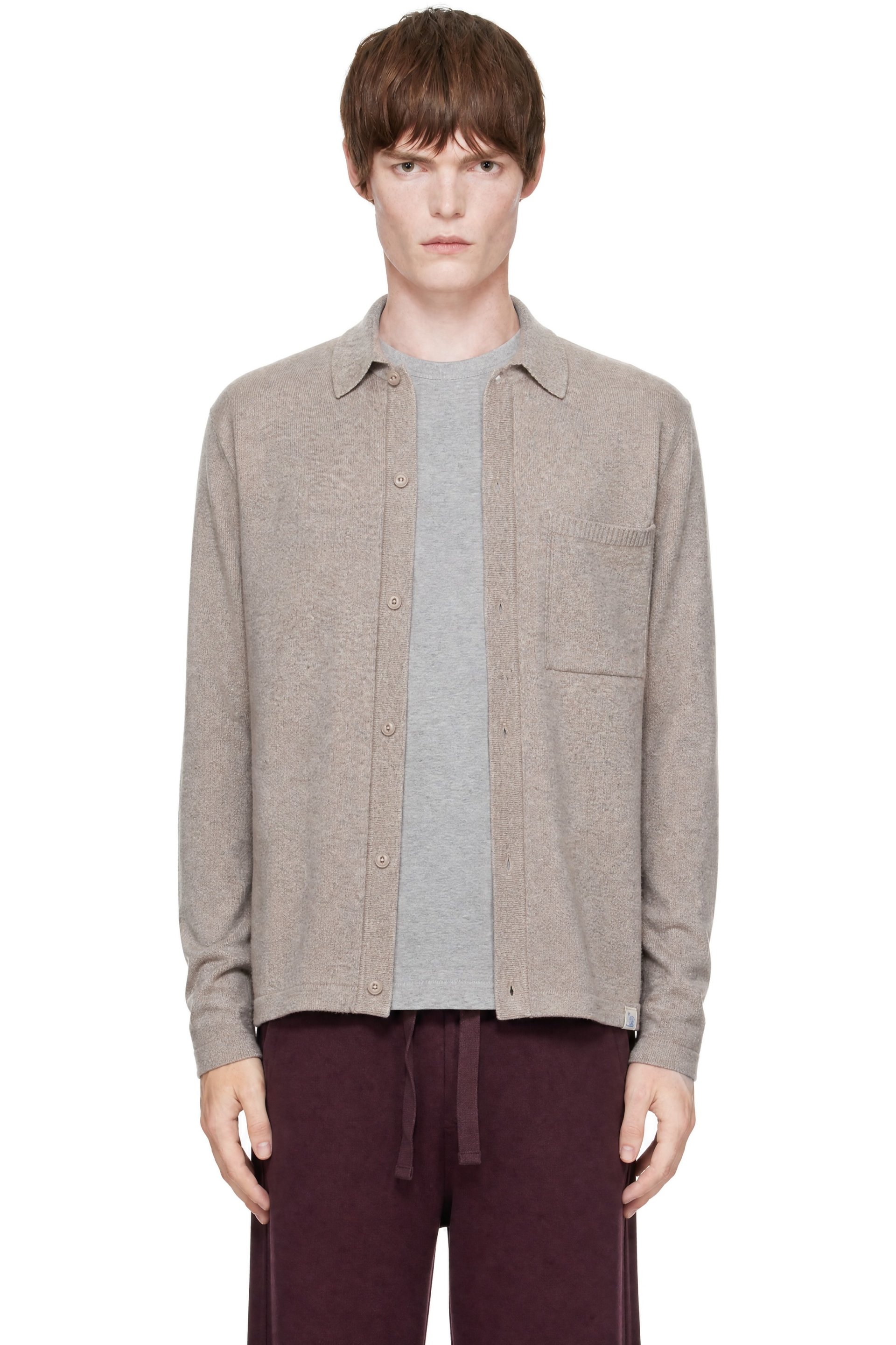 Merz b. Schwanen - Beige Merino Wool-Cashmere-Silk Long Sleeve Cardigan