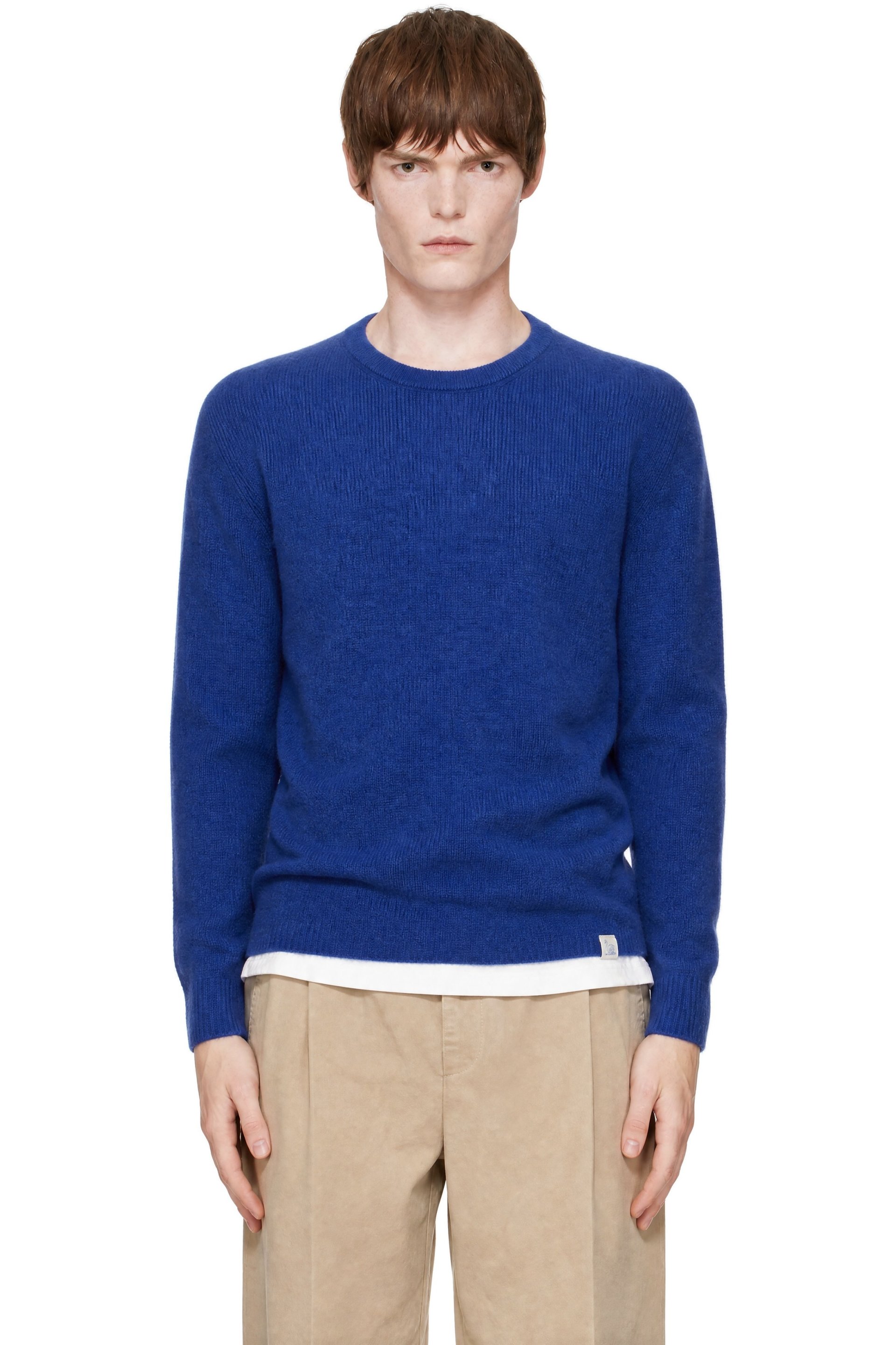 Merz b. Schwanen - Blue Lightweight Merino Wool-Cashmere-Silk Sweater