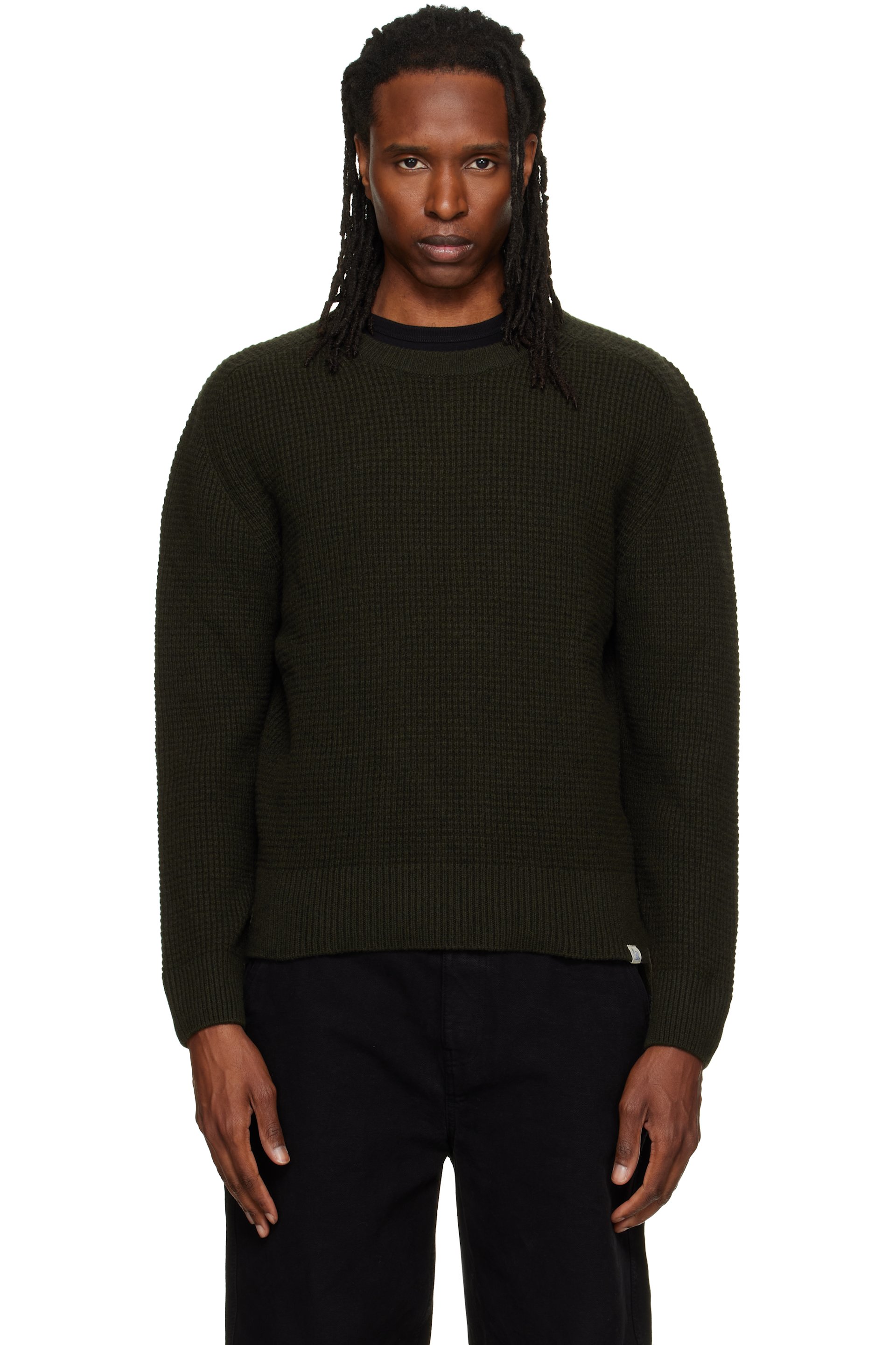 Merz b. Schwanen - Khaki BLADE02 Waffle Structured Sweater