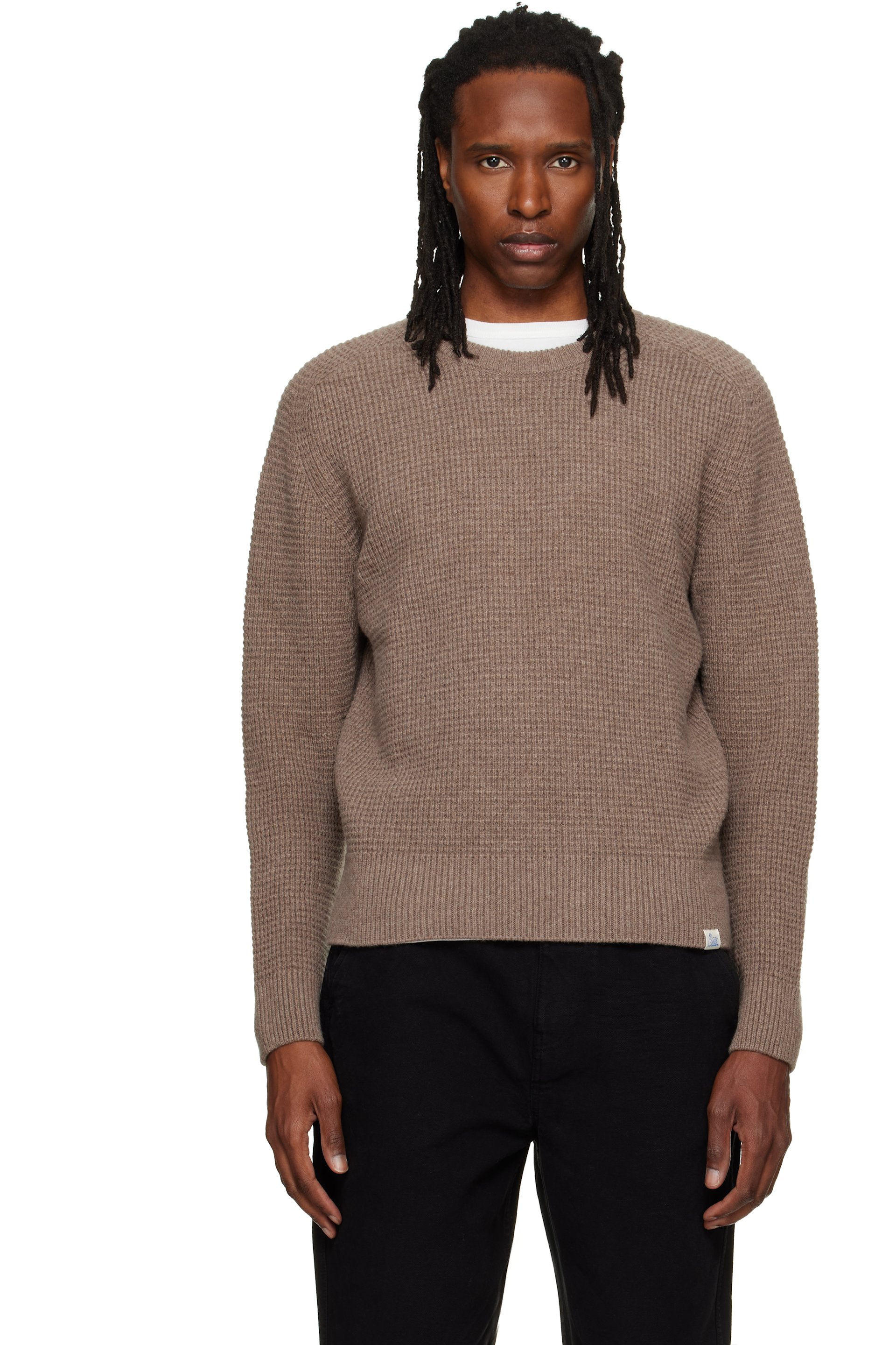 Merz b. Schwanen - Pull BLADE02 beige en tricot gaufré