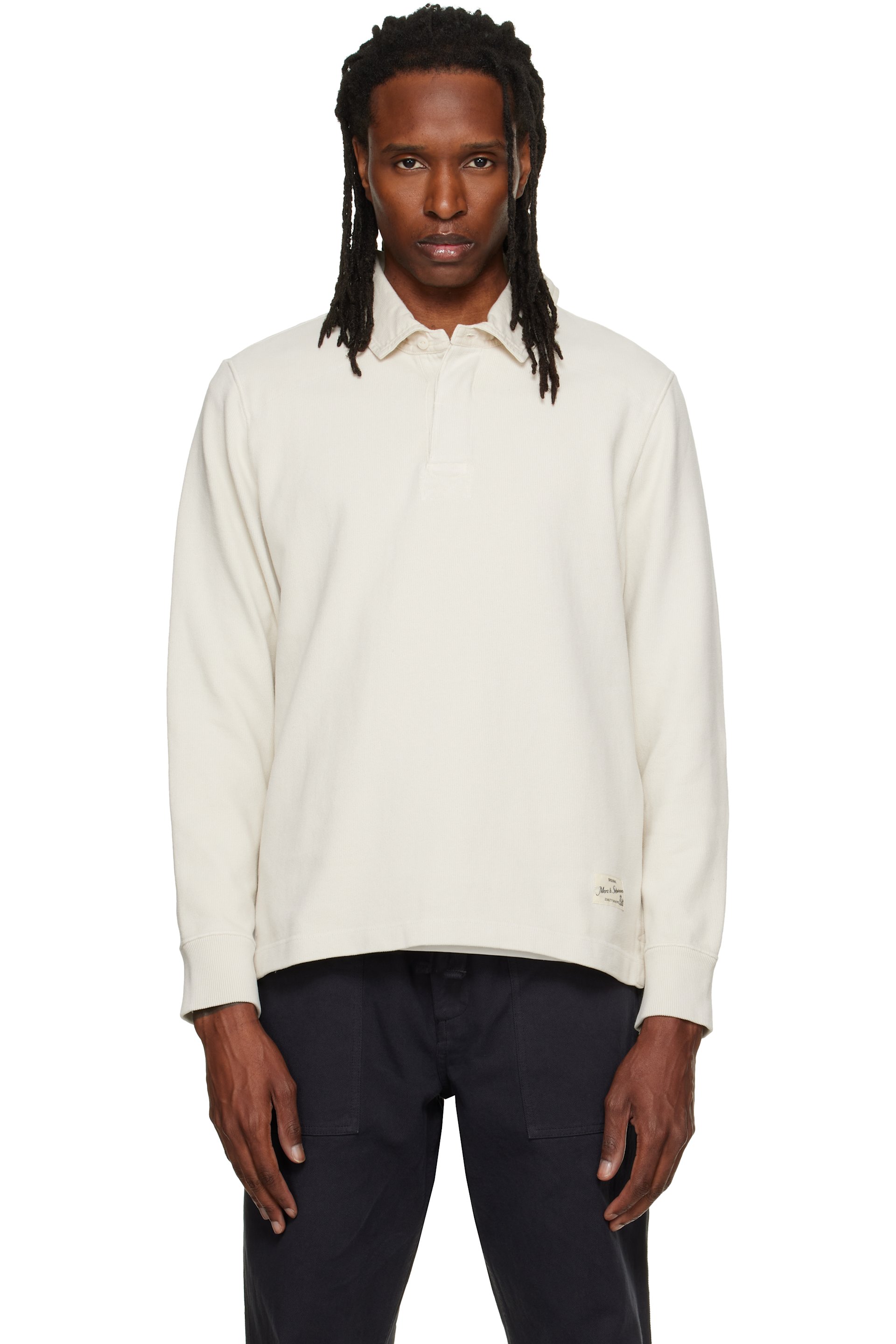 Merz b. Schwanen - Off-White Sturdy Cotton Interlock Jersey Rugby Polo