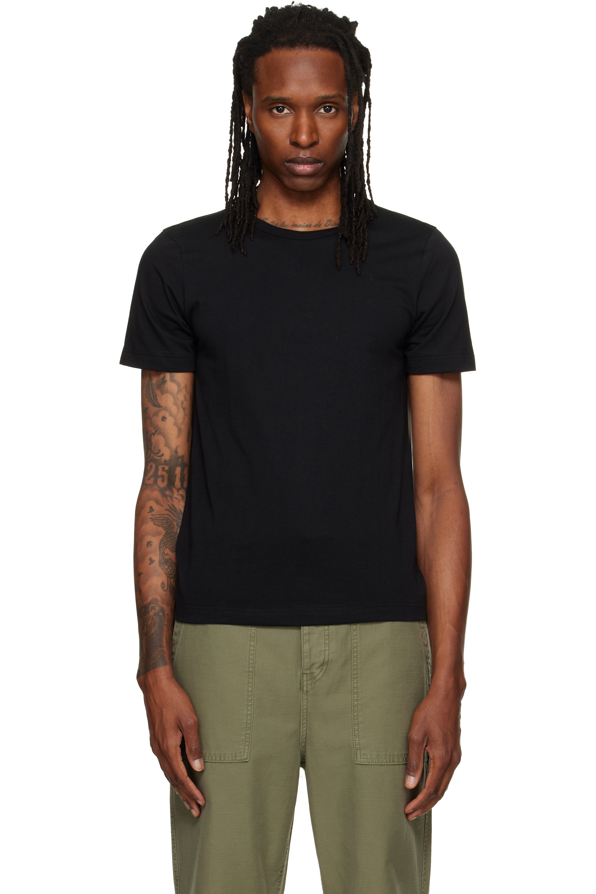 Merz b. Schwanen - Black 1950s Loopwheeled Classic Fit Lightweight T-shirt