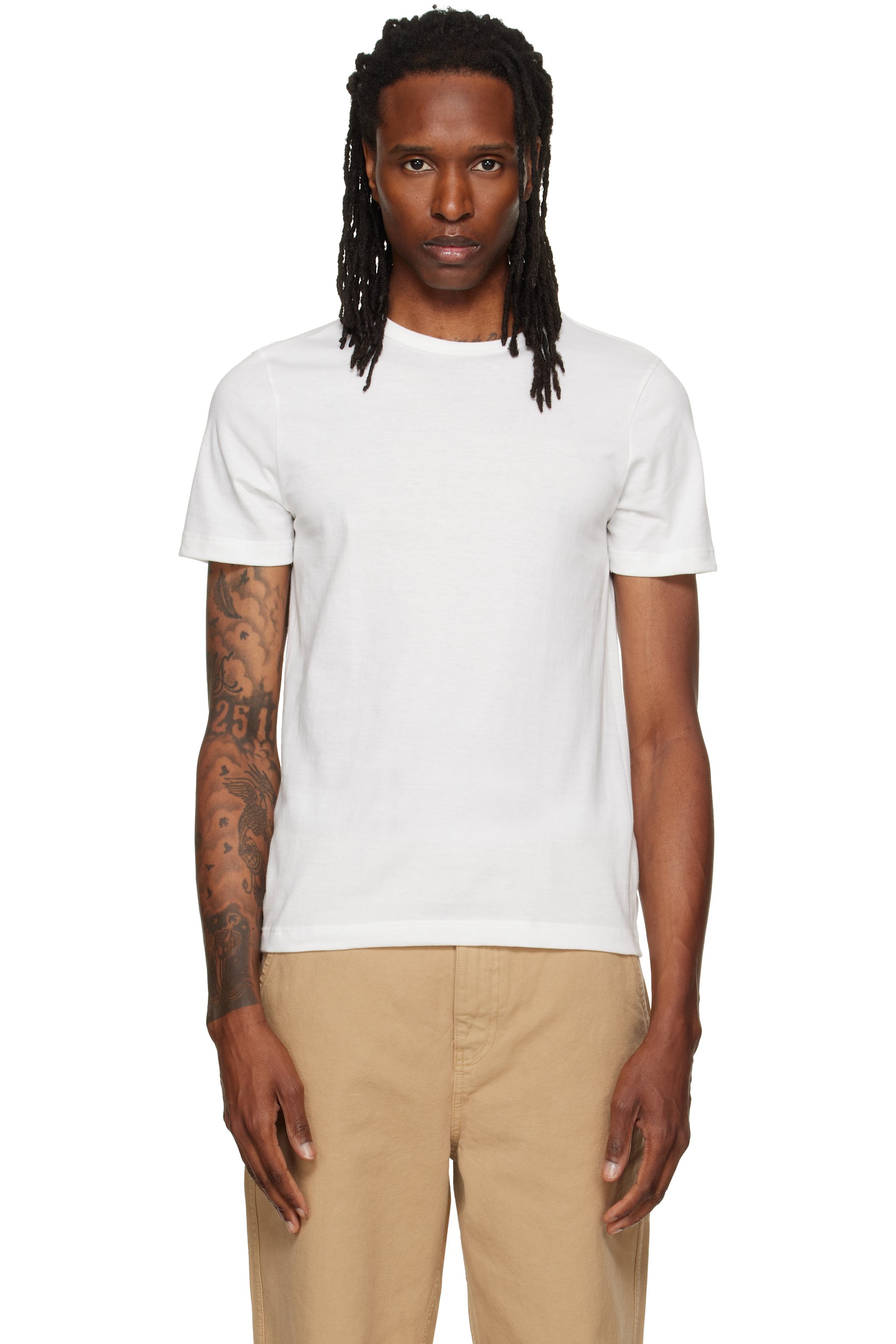 Merz b. Schwanen - White 1950s Loopwheeled Classic Fit Lightweight T-shirt