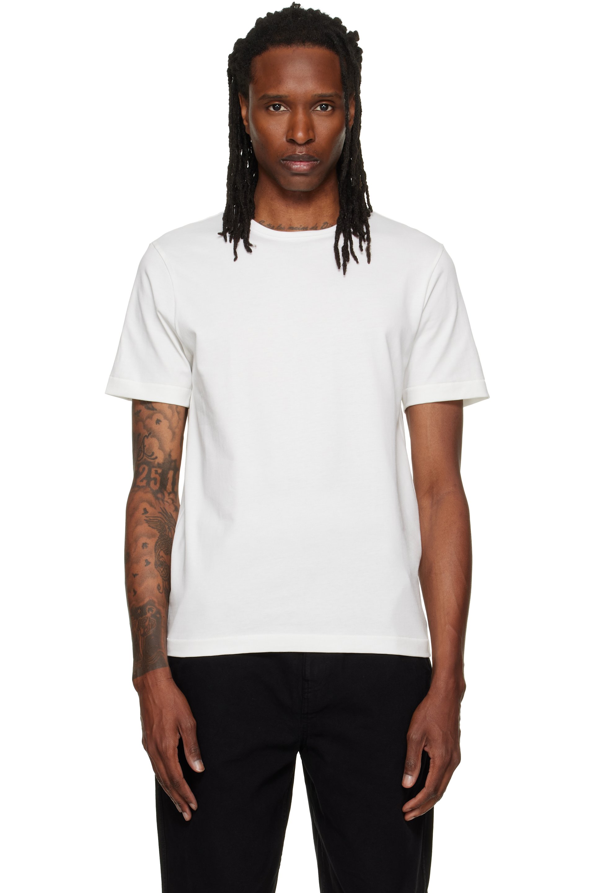 Merz b. Schwanen - White 2M15 'Mid-Century Machine' Refined Fit T-shirt