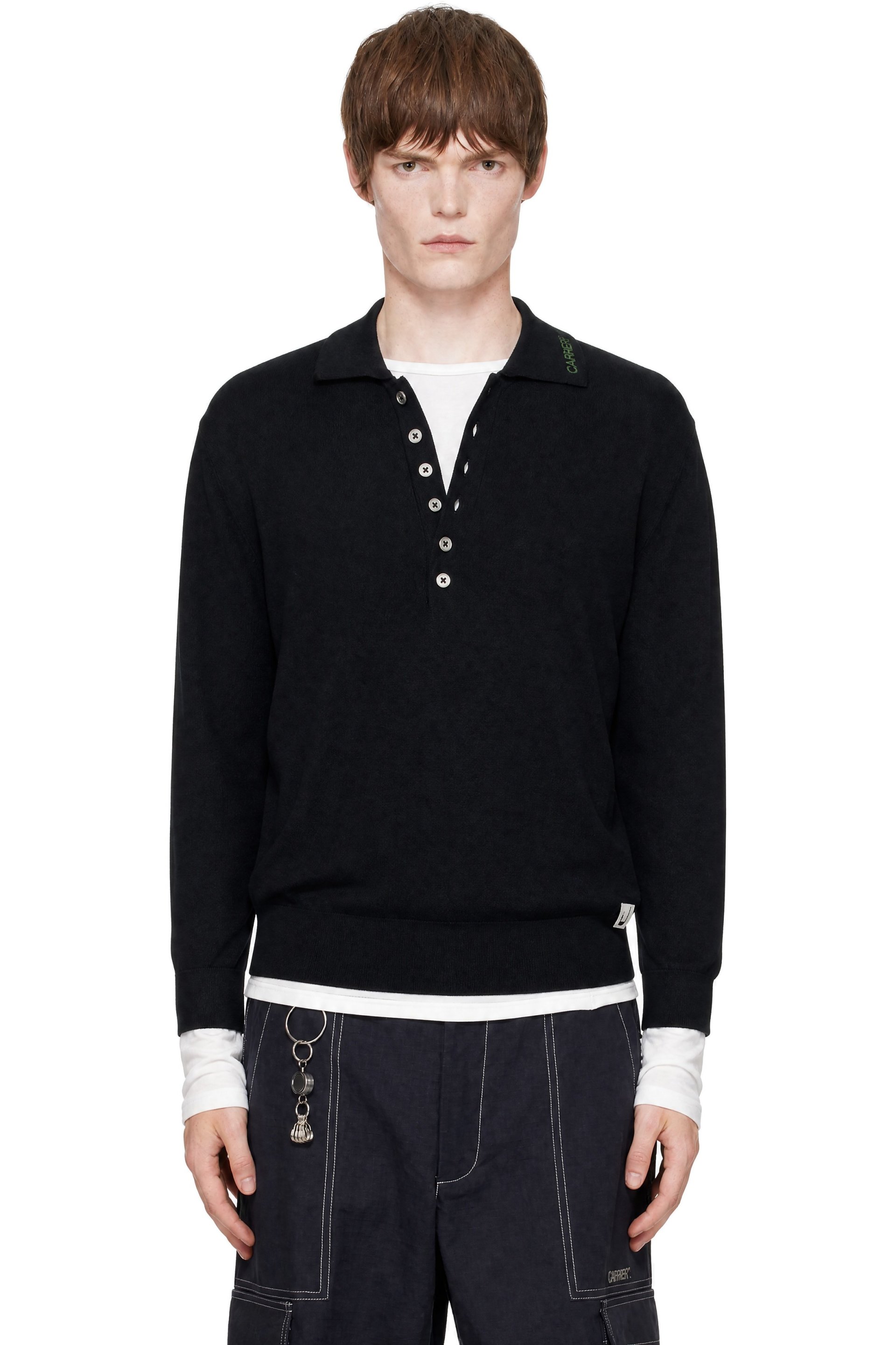 CARRER - Black Milton Long-Sleeve Polo