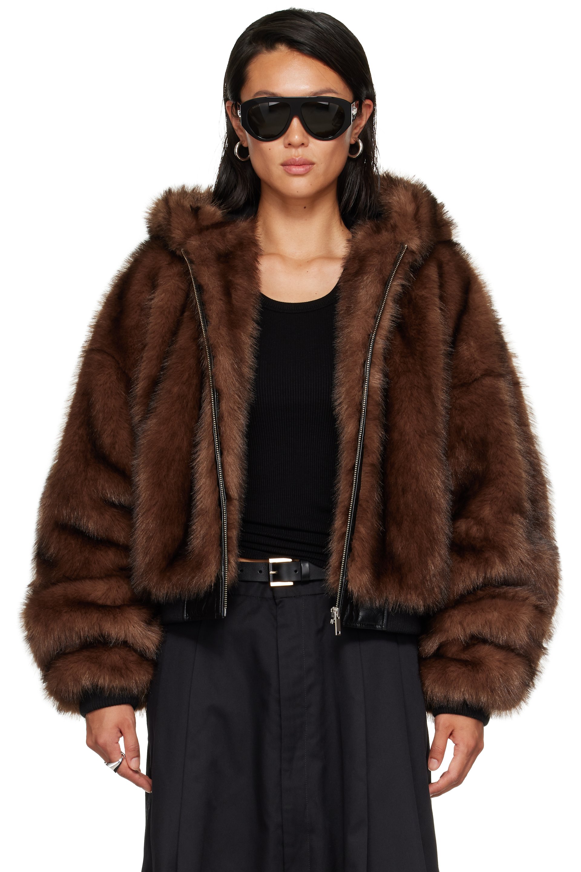 LU'U DAN - Brown Yeti Outlaw Faux-Fur Jacket