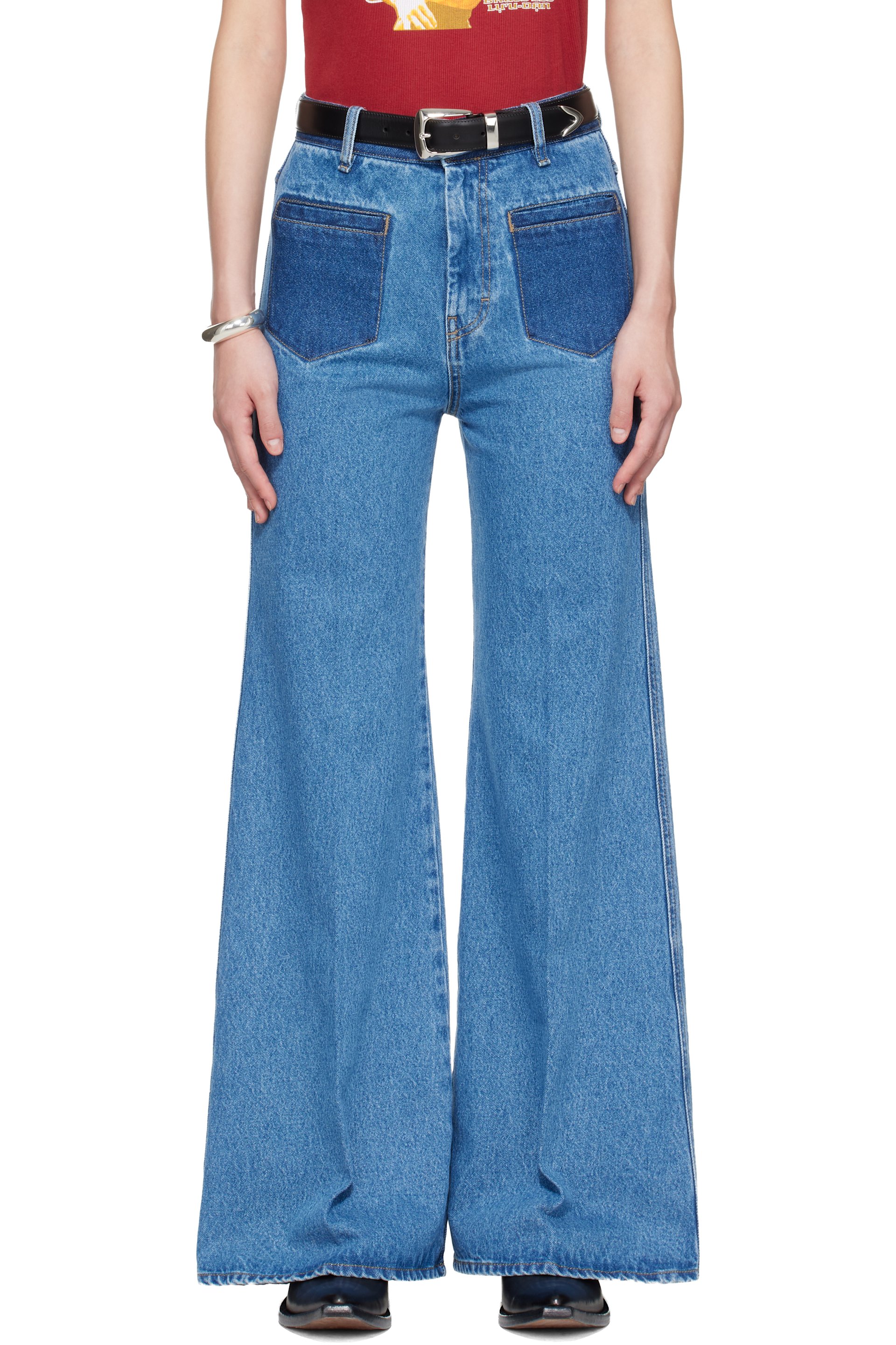 LU'U DAN - BRUCE LEE x LỰU ĐẠN Blue Nocturnal Flare Jeans