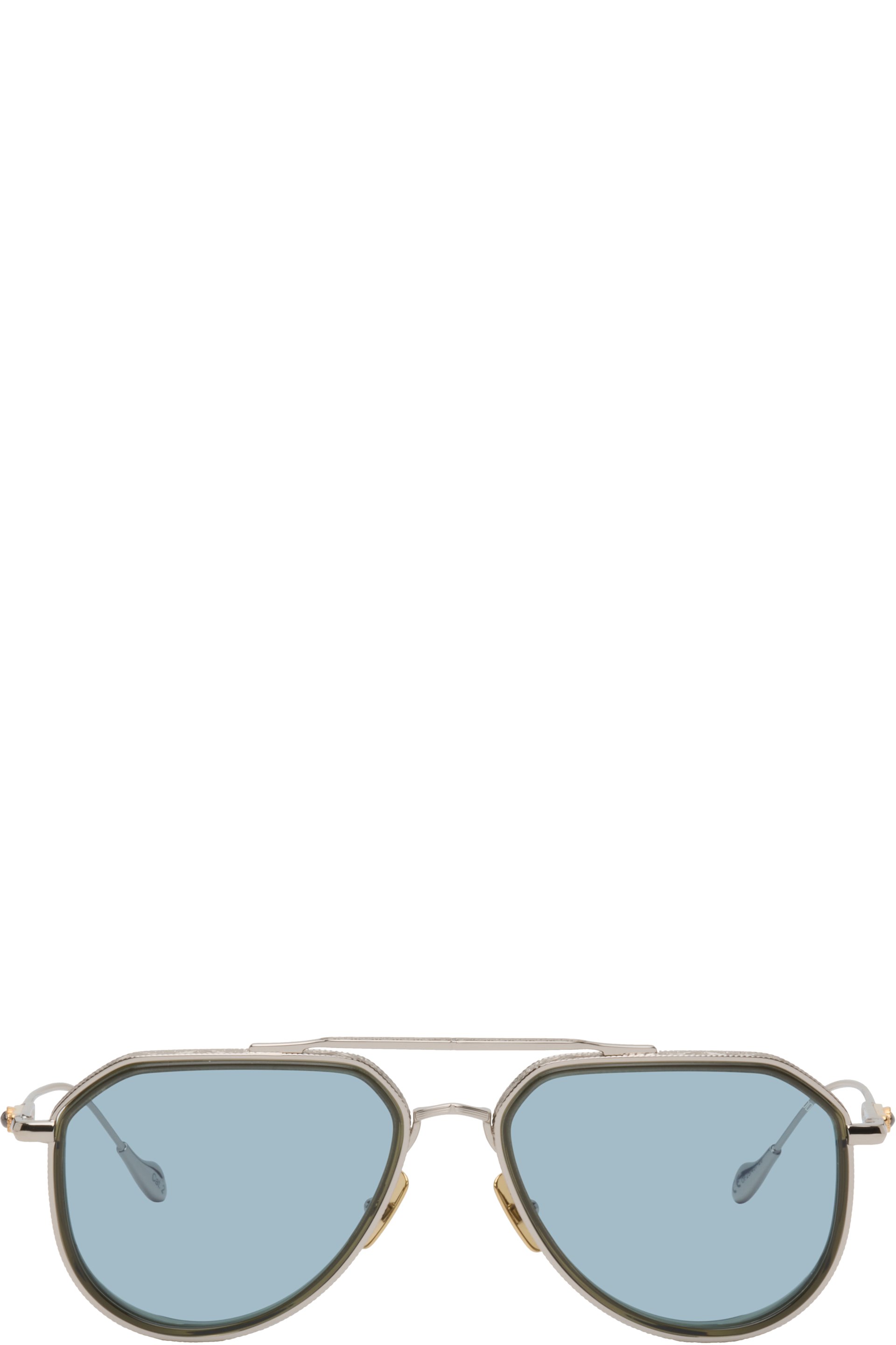 Cutler and Gross - Silver The Great Frog Edition Triumph Aviator Sunglasses