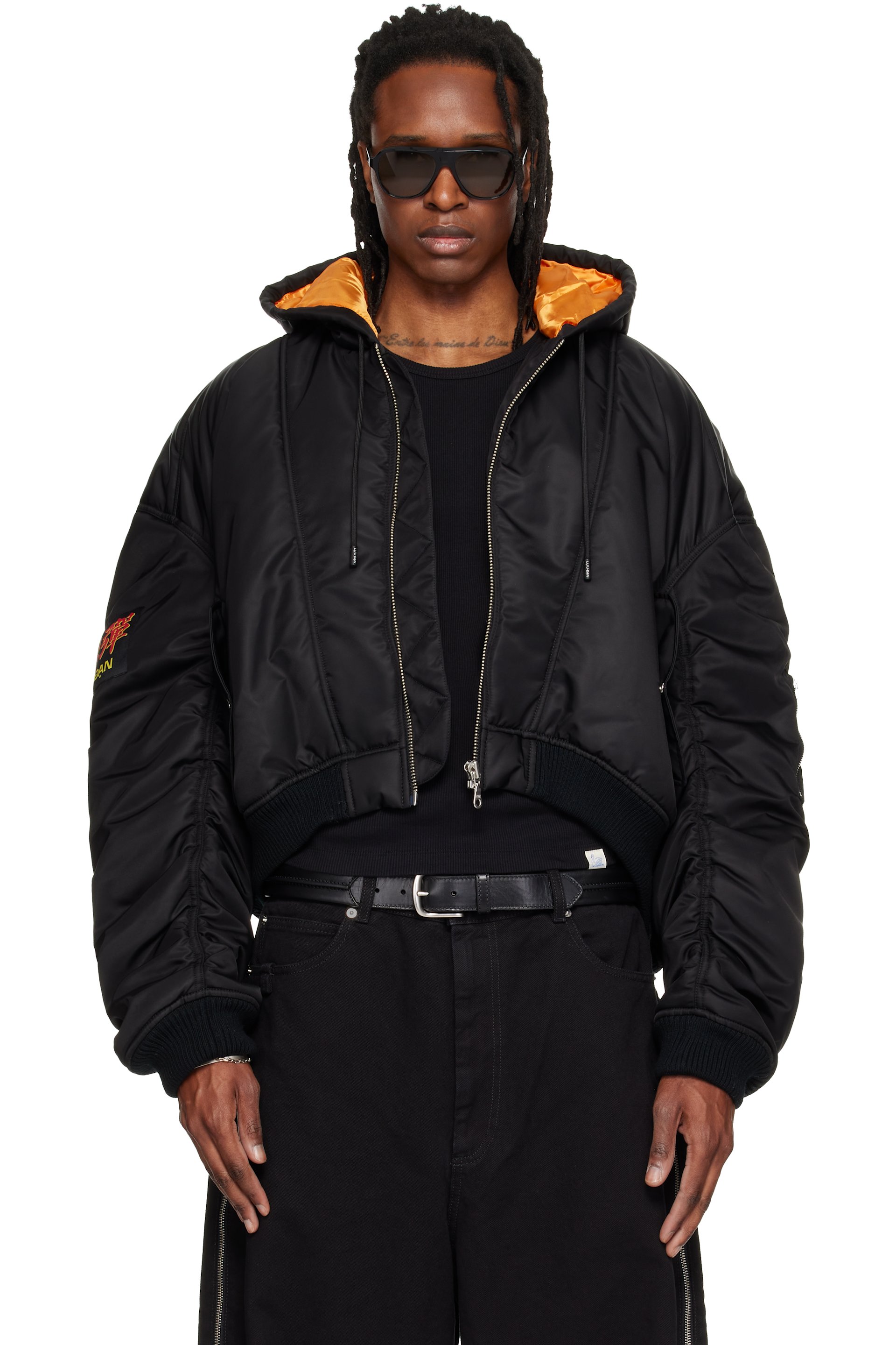 LU'U DAN - Black Distorted MA1 Bomber Jacket
