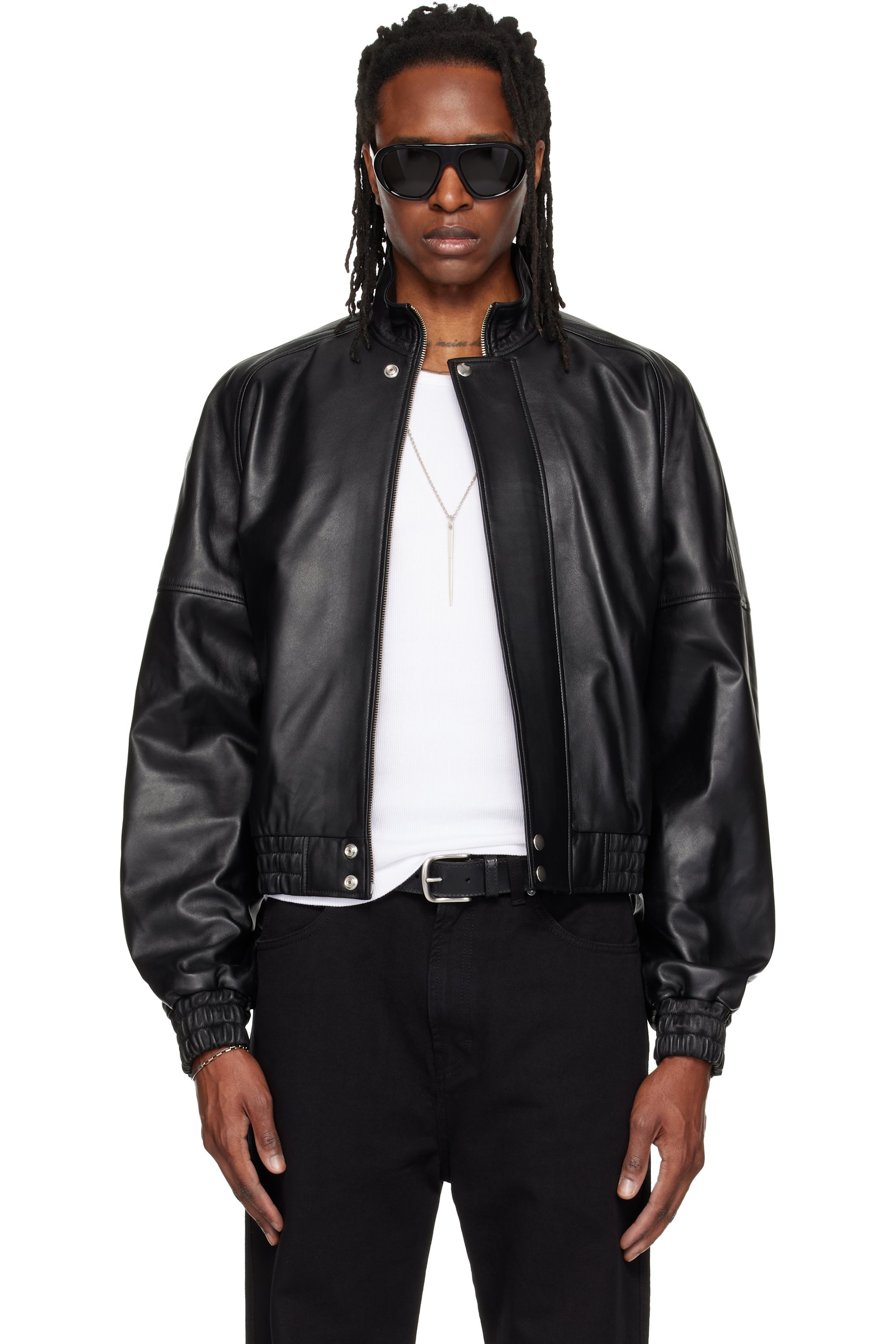 LU'U DAN - Black Blouson Leather Jacket