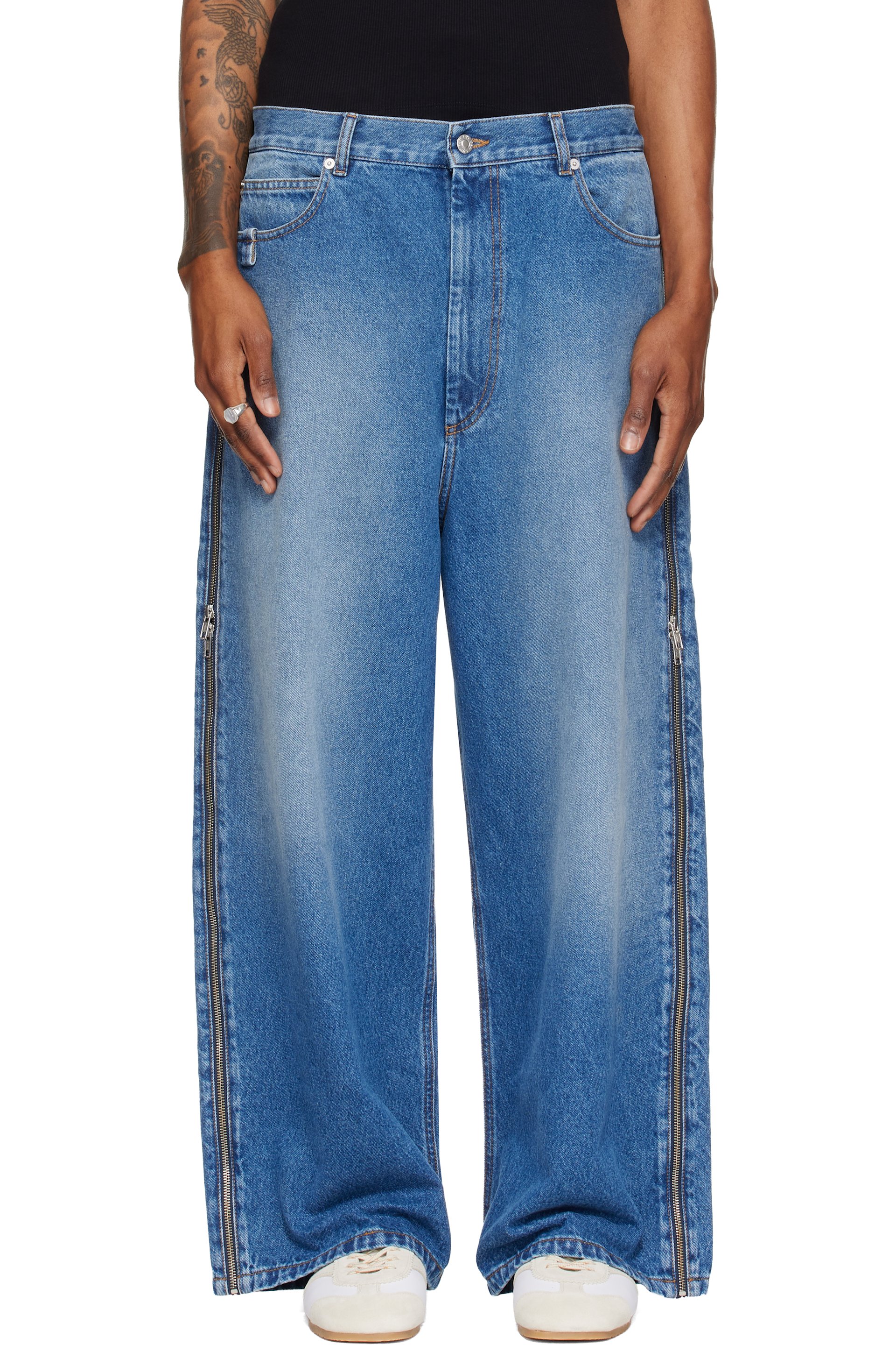LU'U DAN - Blue Side Zip Jeans