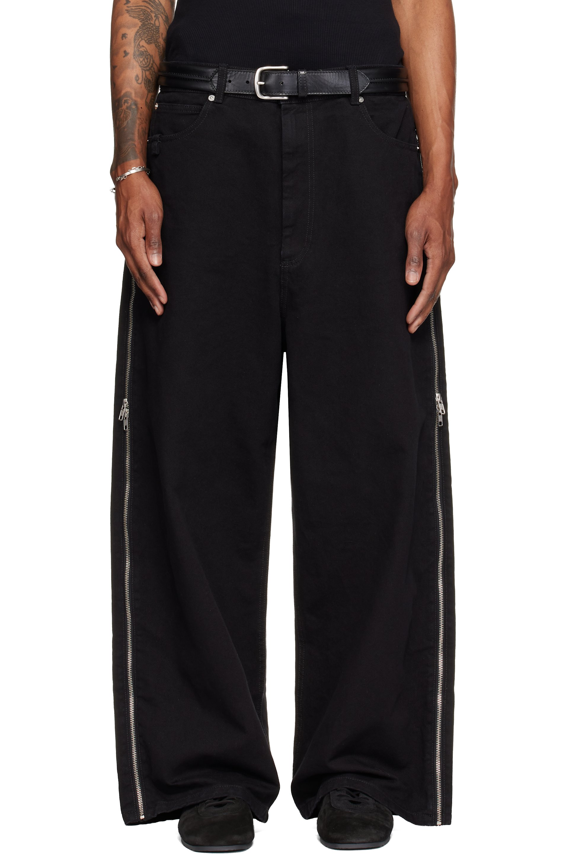 LU'U DAN - Black Side Zip Jeans