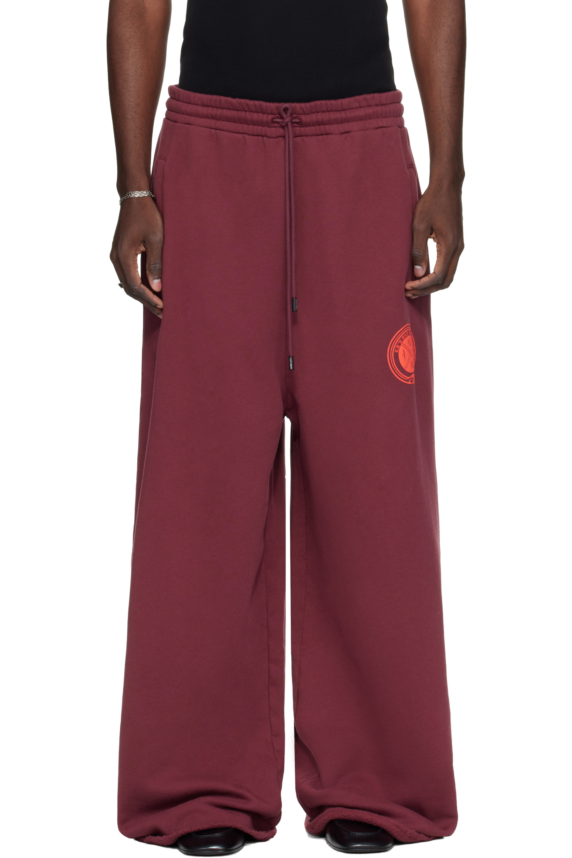 LU'U DAN - Burgundy Raw-Cut Bontan Sweatpants