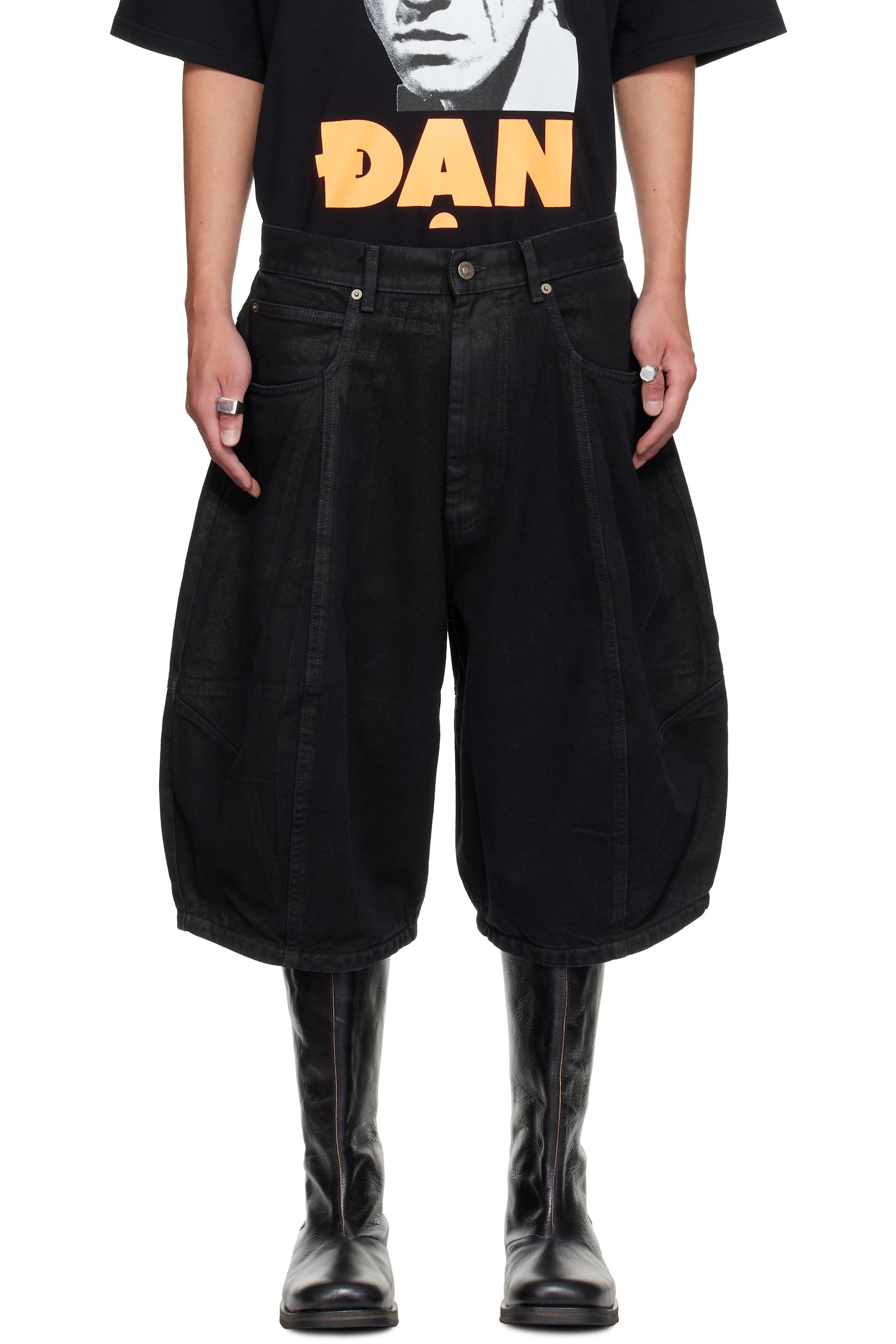 LU'U DAN - Black Puffa Shorts