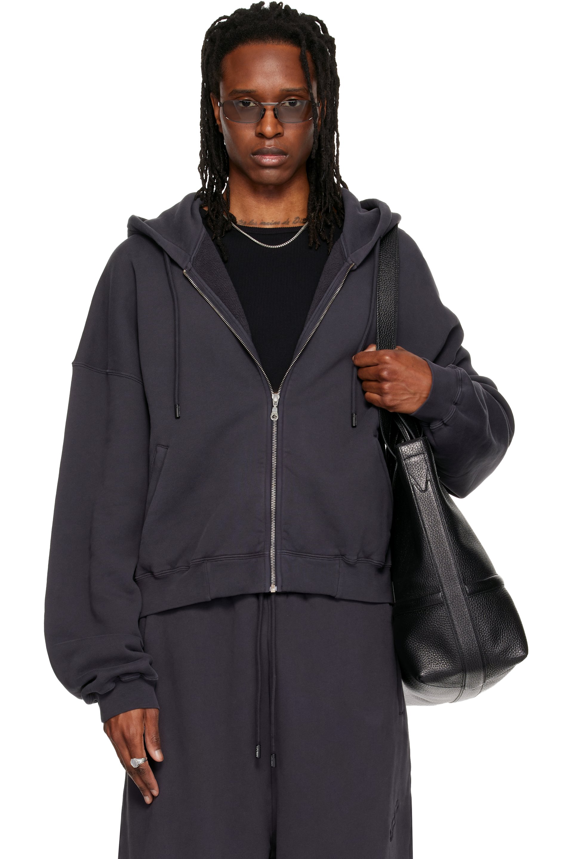 LU'U DAN - Gray Washed Zip Hoodie