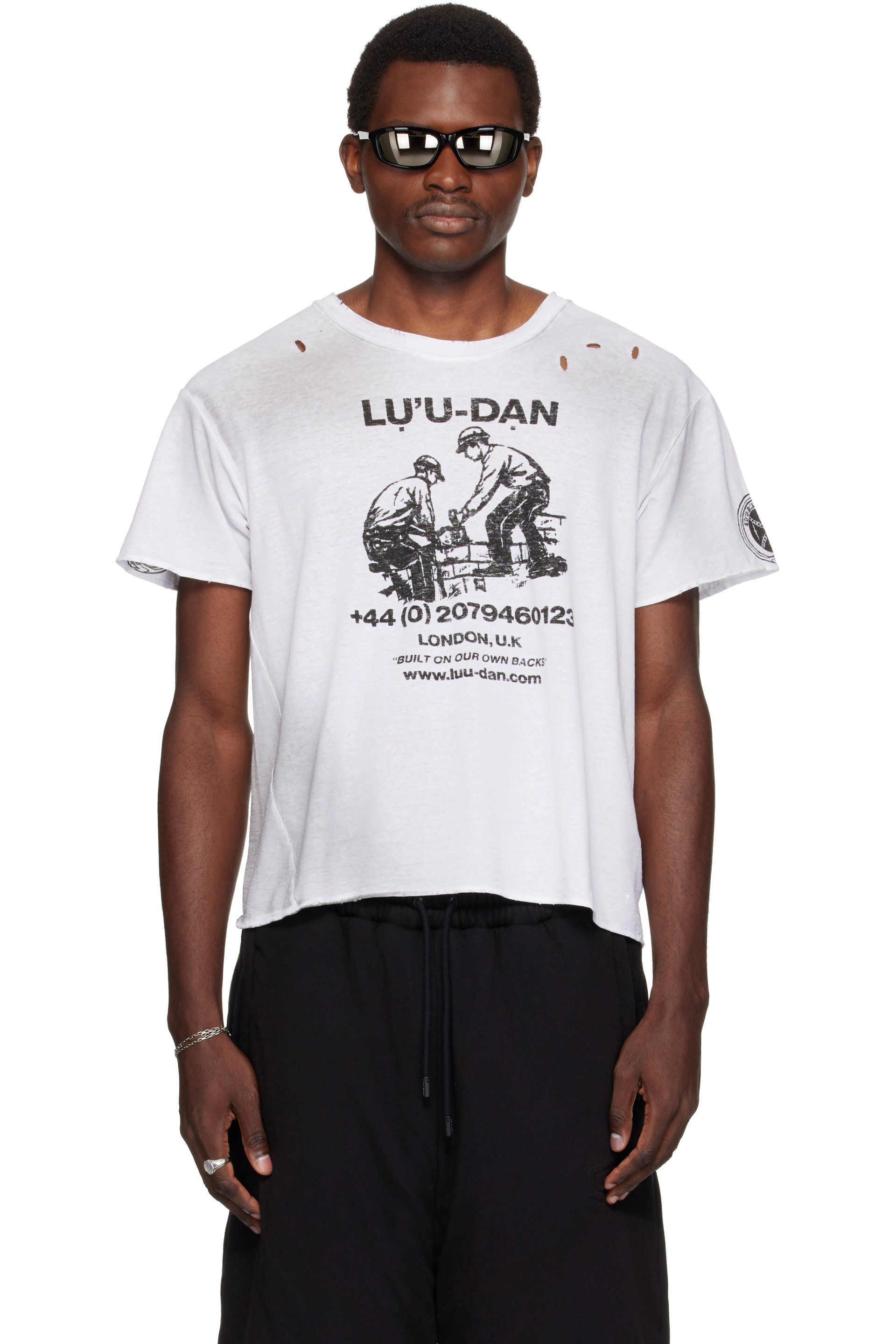 LU'U DAN - White Thrash T-shirt