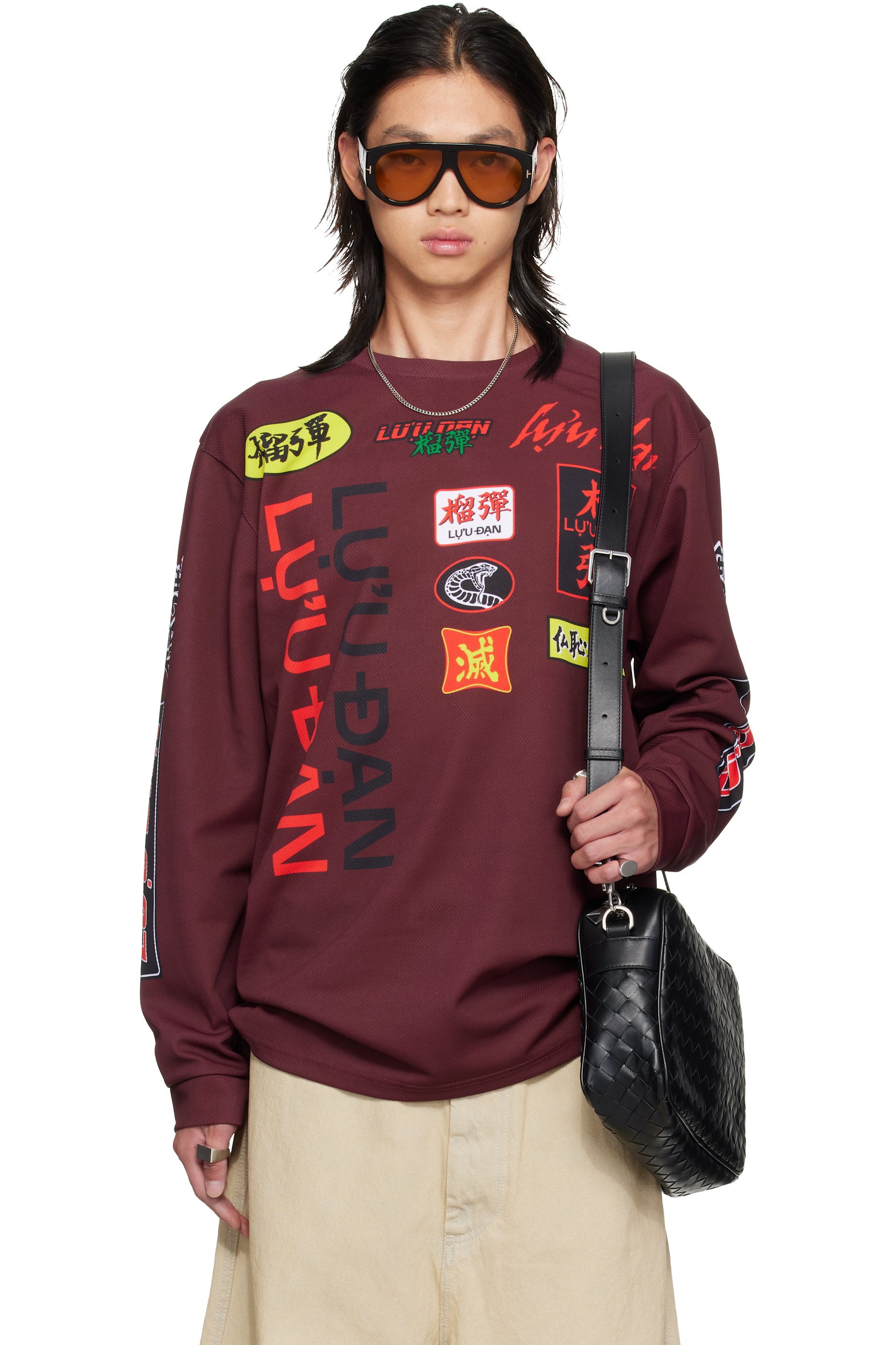 LU'U DAN - Burgundy Oversized Long Sleeve T-shirt