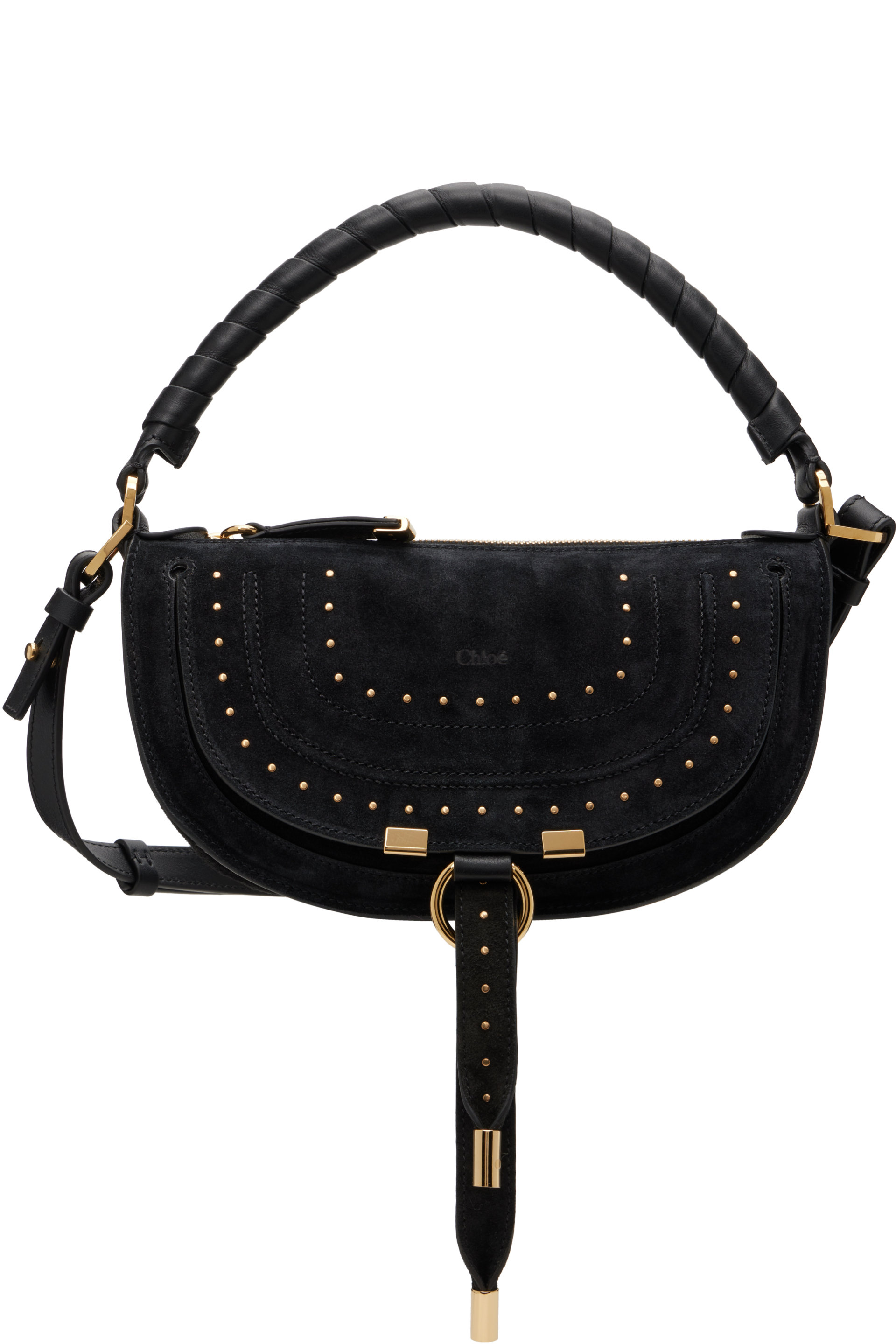 Chloé - Sac porté épaule noir à ornement Marcie et à clous