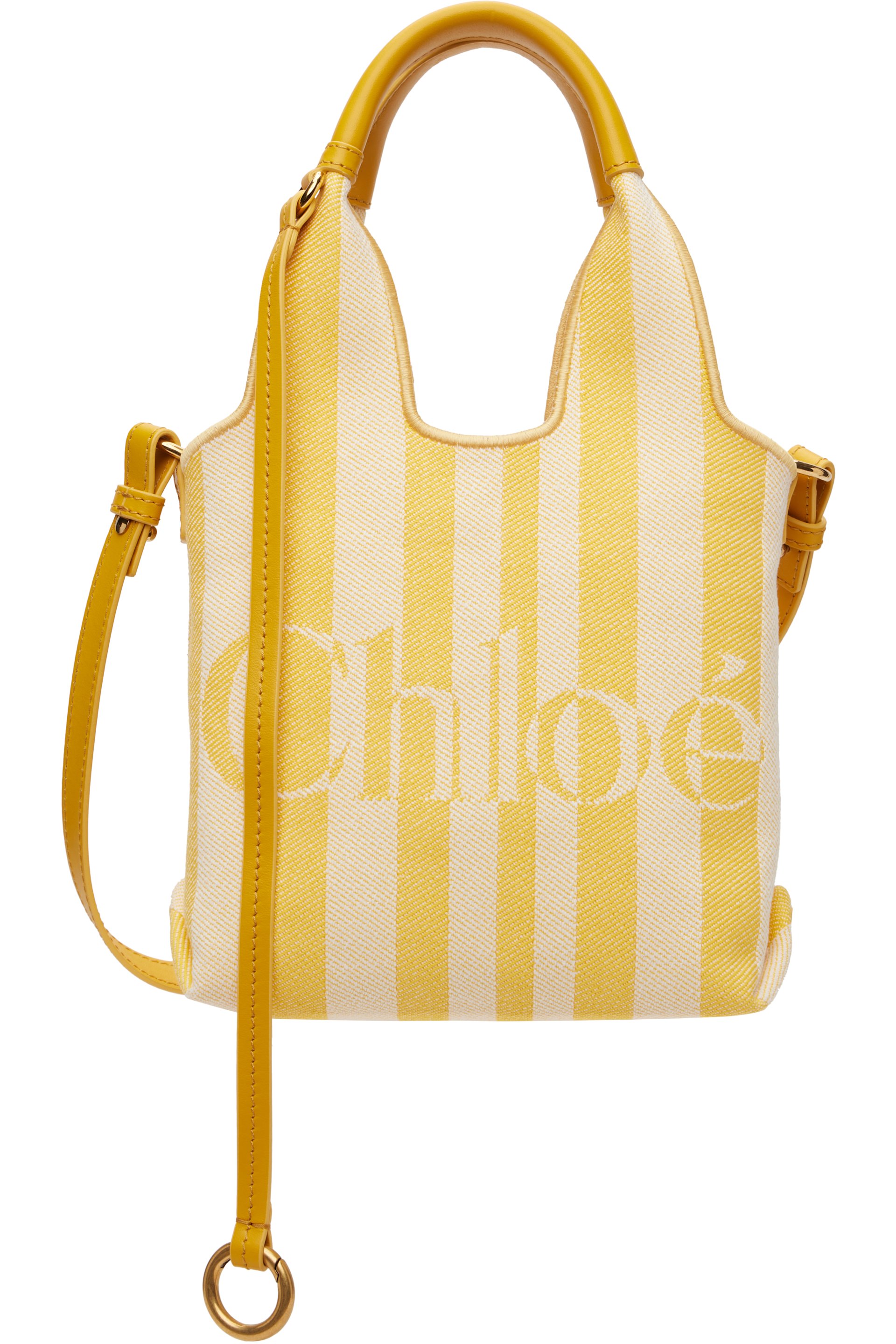 Chloé - Yellow & Off-White Mini 'Chloé' Stripy Tote