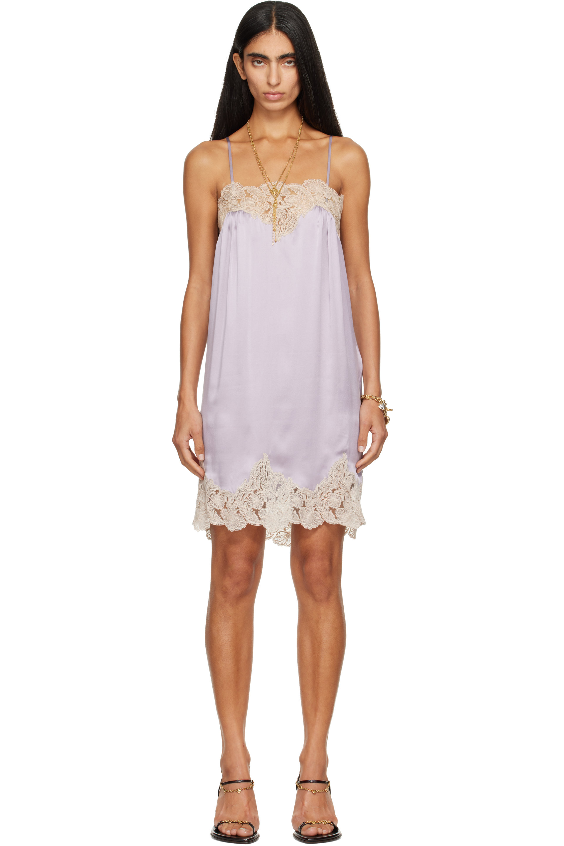 Chloé - Robe courte mauve à bretelles fines